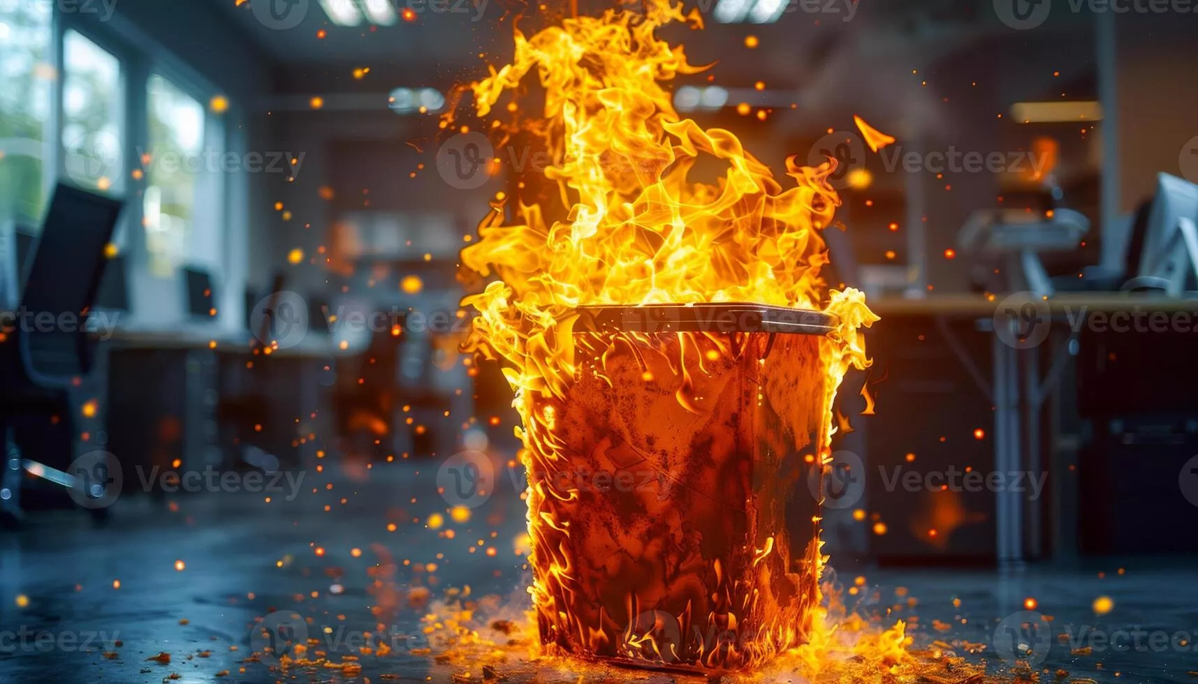 Trash Can Fire Image