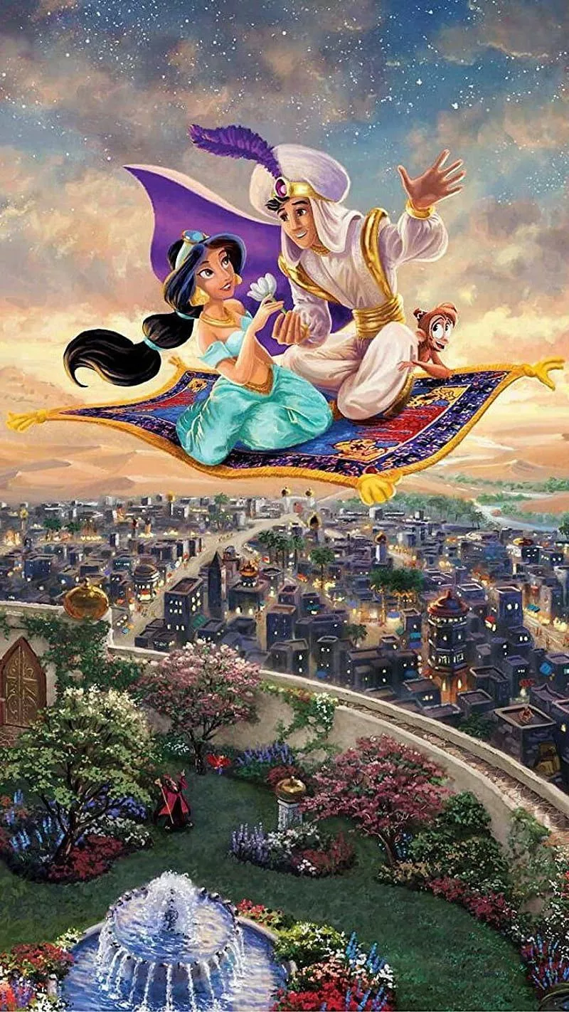 Aladdin, cartoon, movie, rug, HD phone
