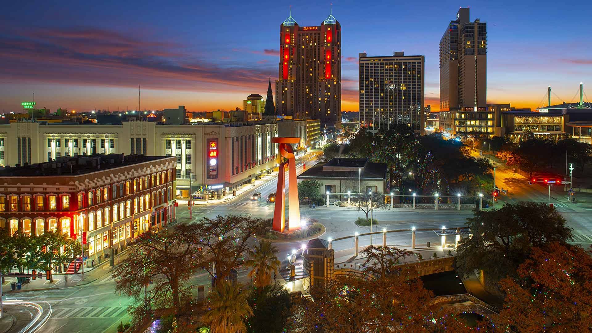 Glittering Downtown San Antonio At