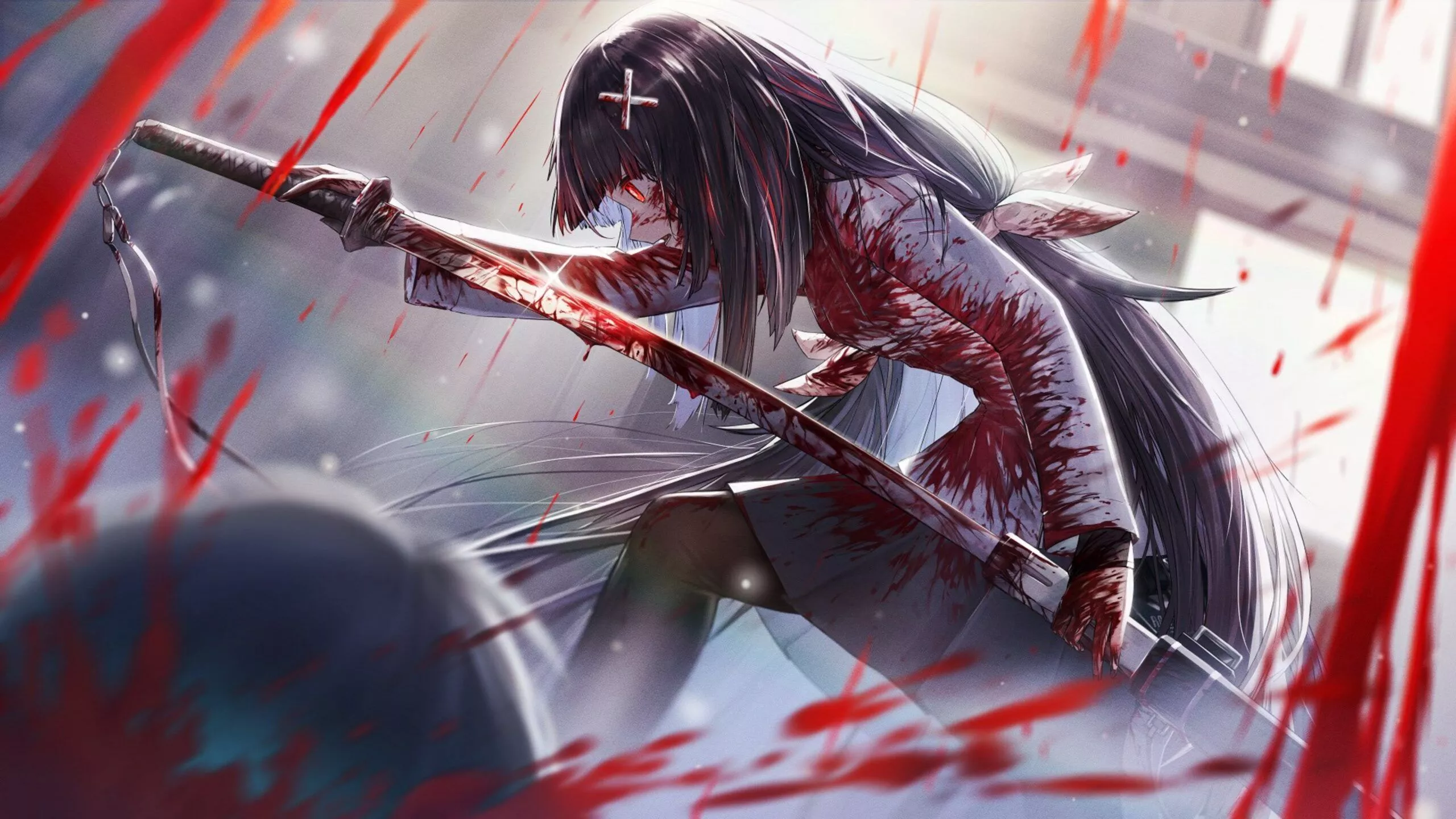 Anime Girl katana Wallpaper HQ