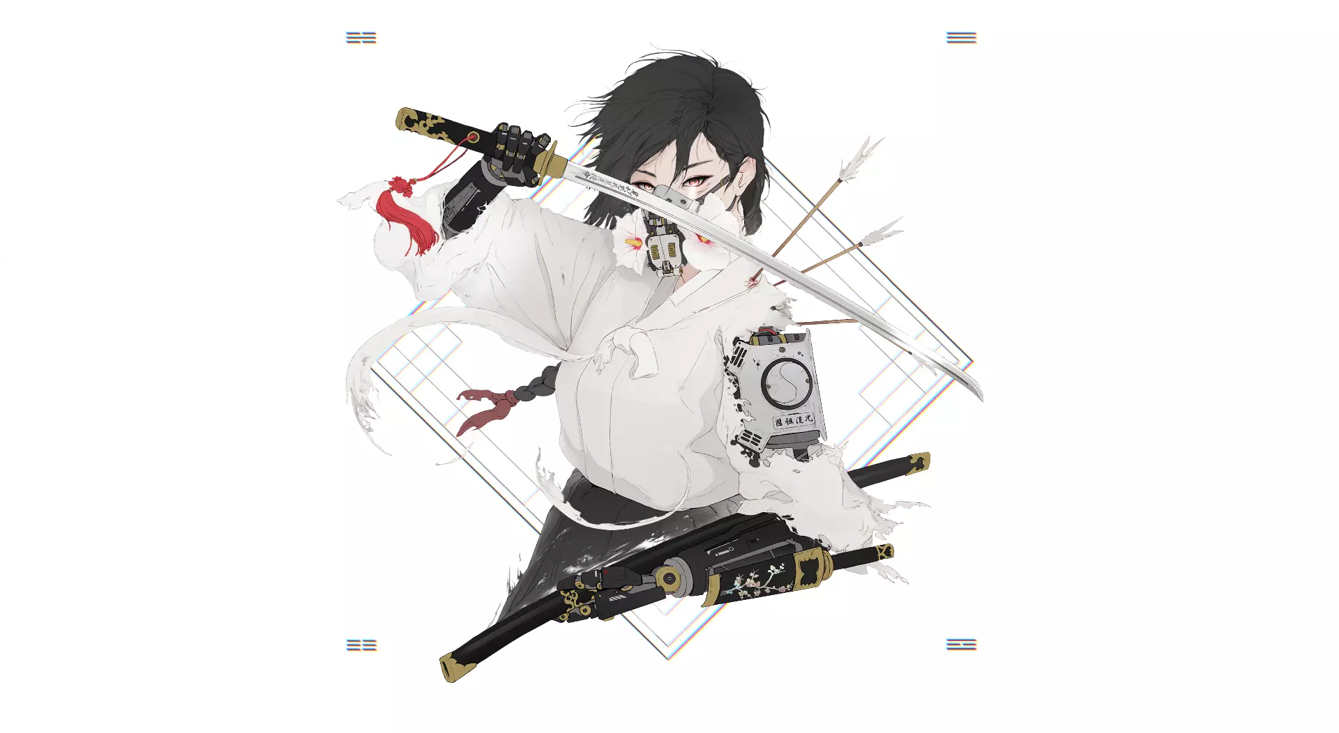 Live wallpaper Samurai girl with a