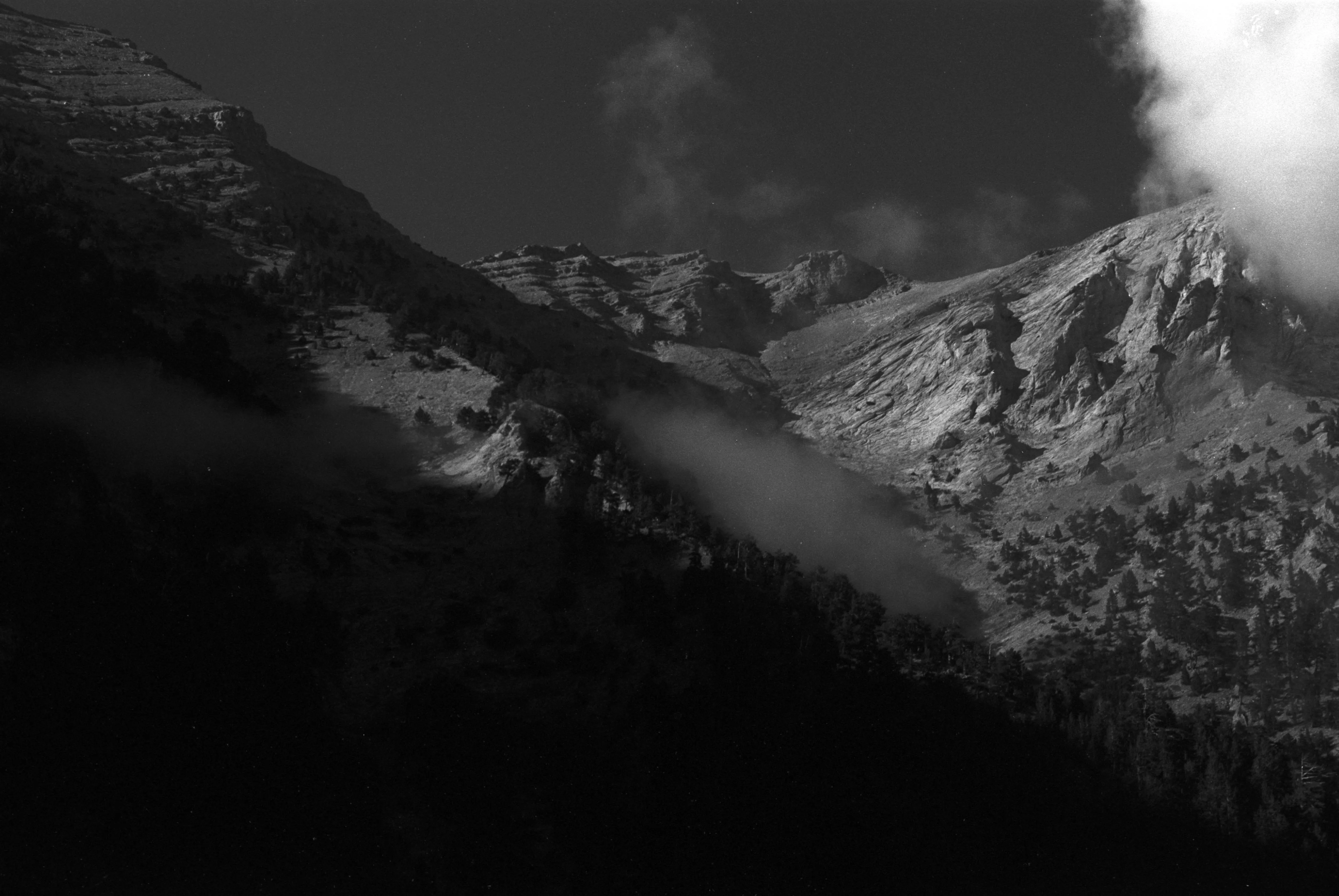 Black and White Photo of High Mountains · Free