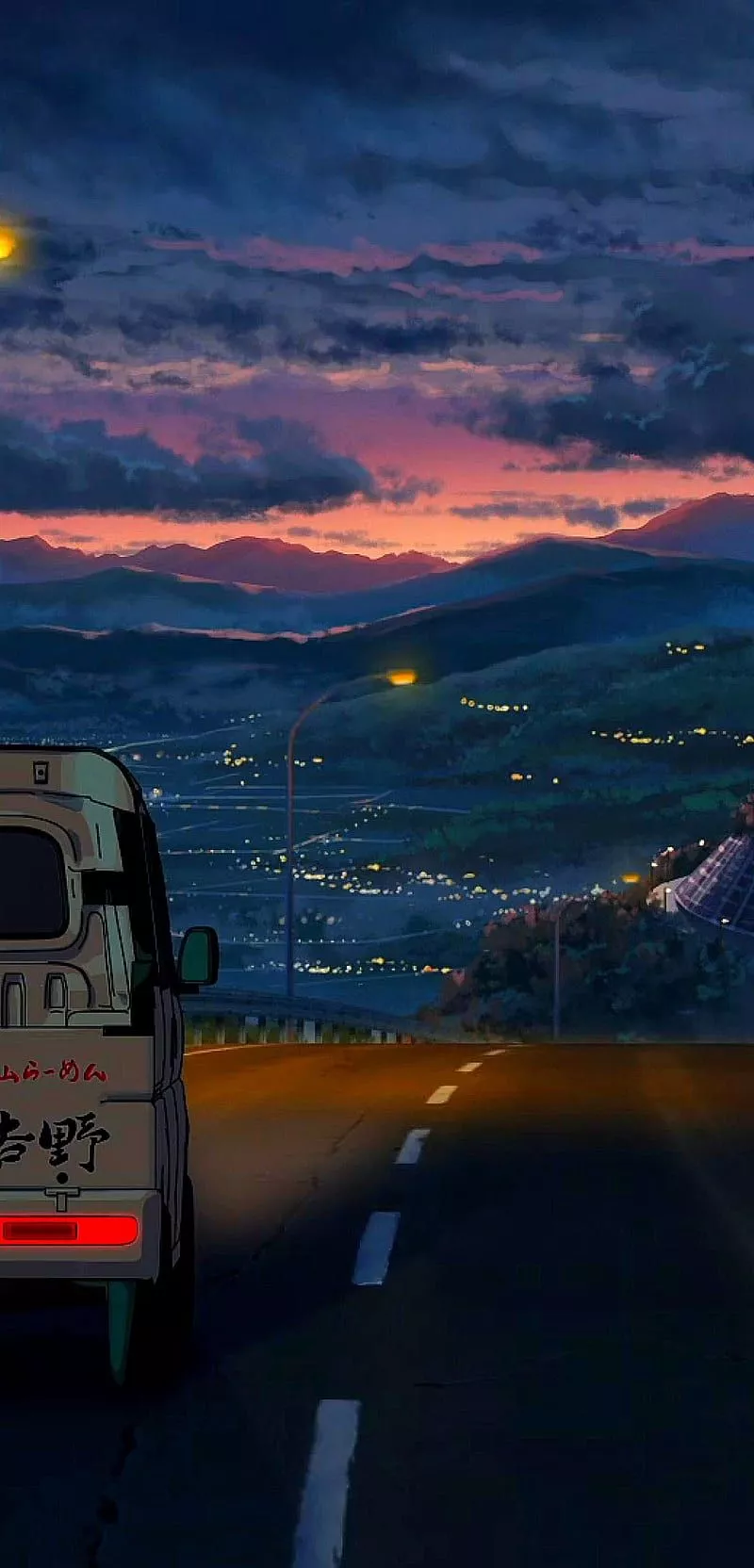 Night, anime, landscape, HD phone