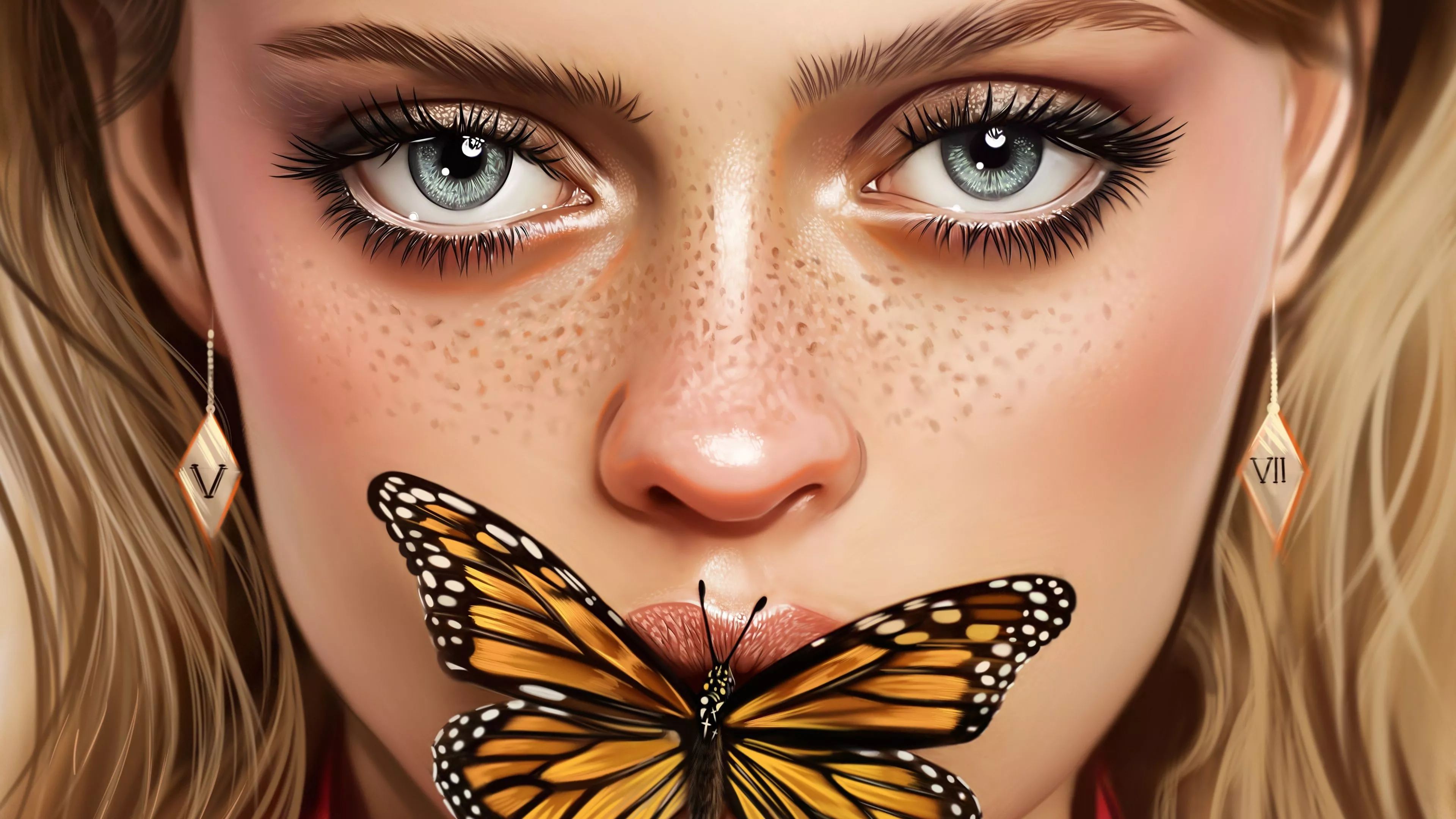 Wallpaper 4K, Butterfly, Portrait, Paint