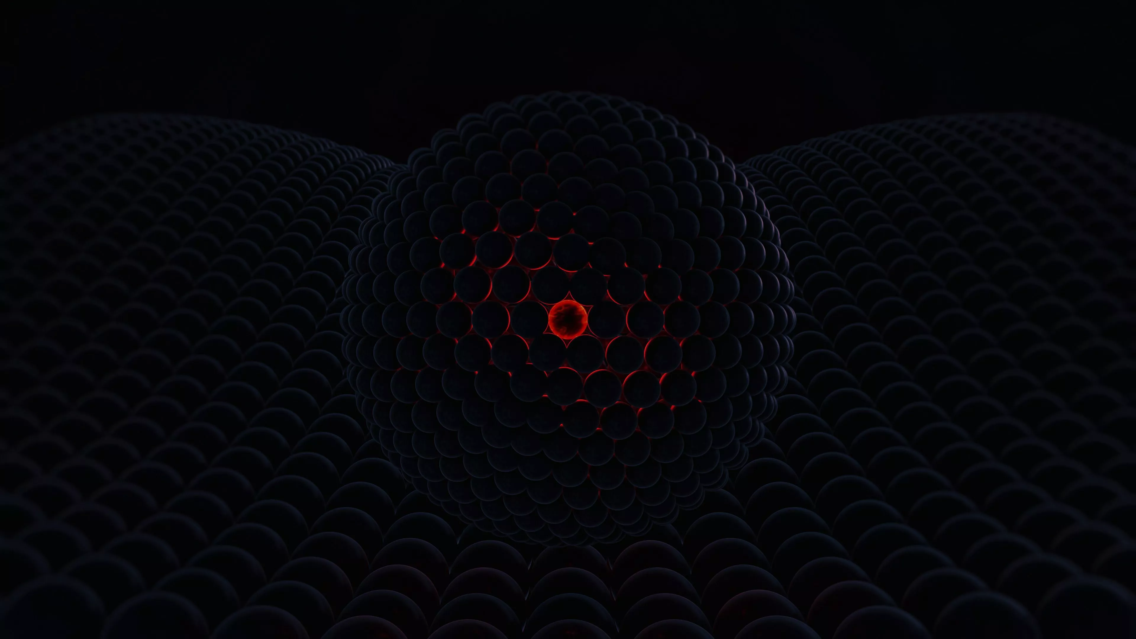 3D Glowing Dark Red Orb Art Wallpaper