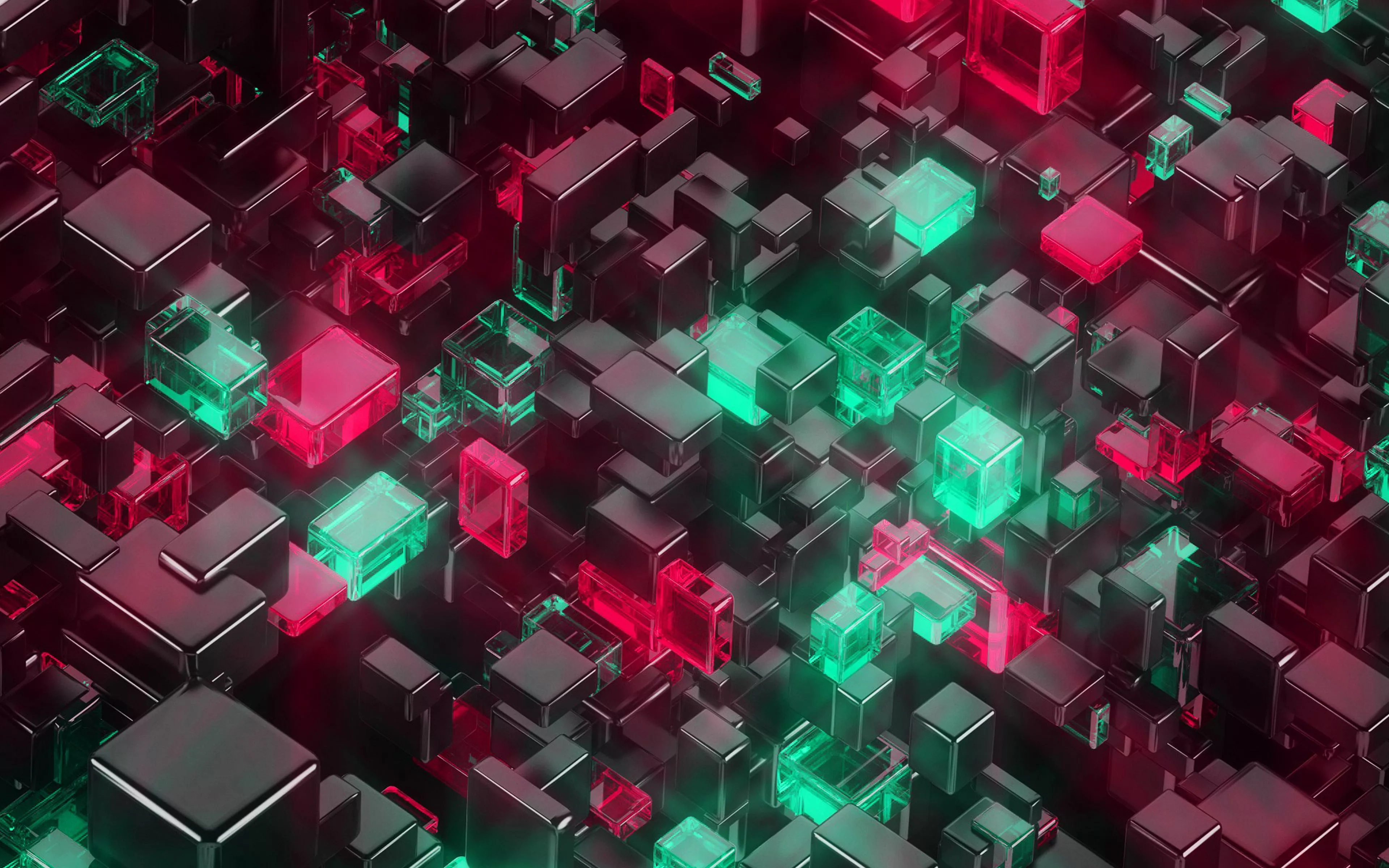 Digital Art Green Red 3D Pattern