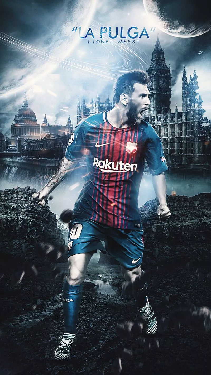 Messi, 3D, barcelona, city, fantasy