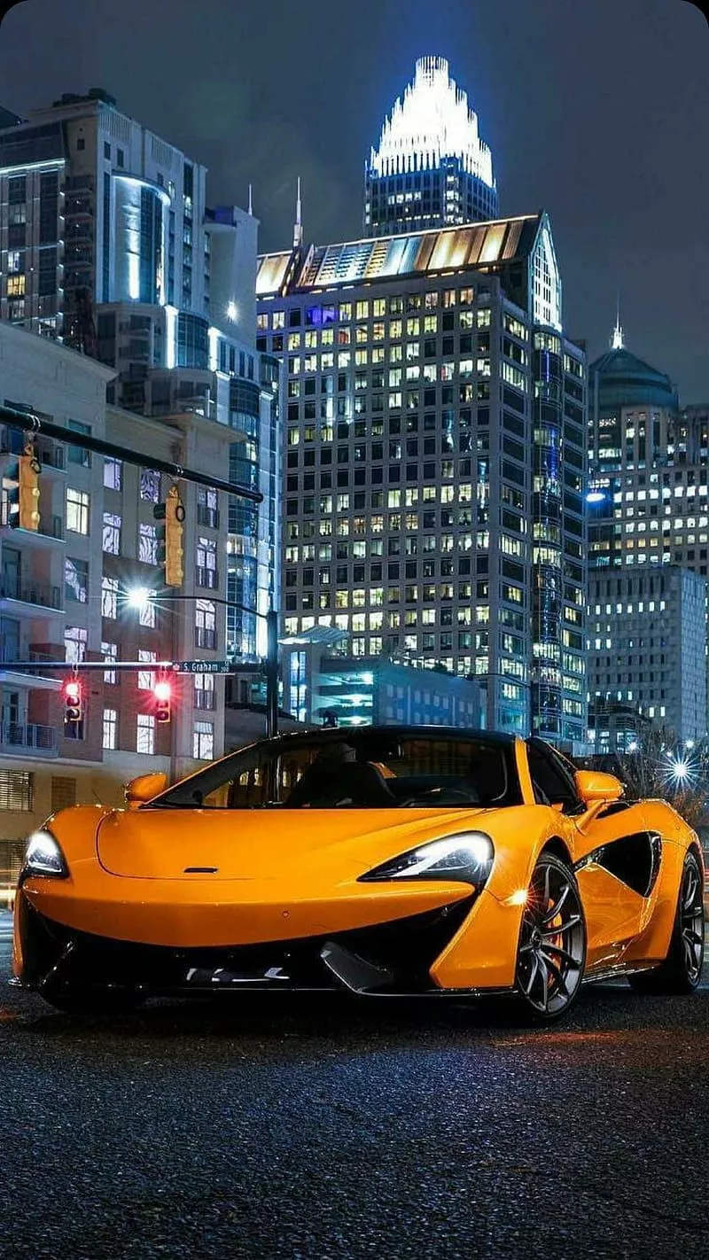 McLaren Orange, car, carbon, new, night