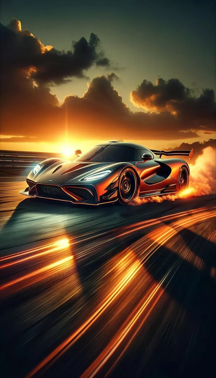 Sunset Blaze Car iPhone Wallpaper