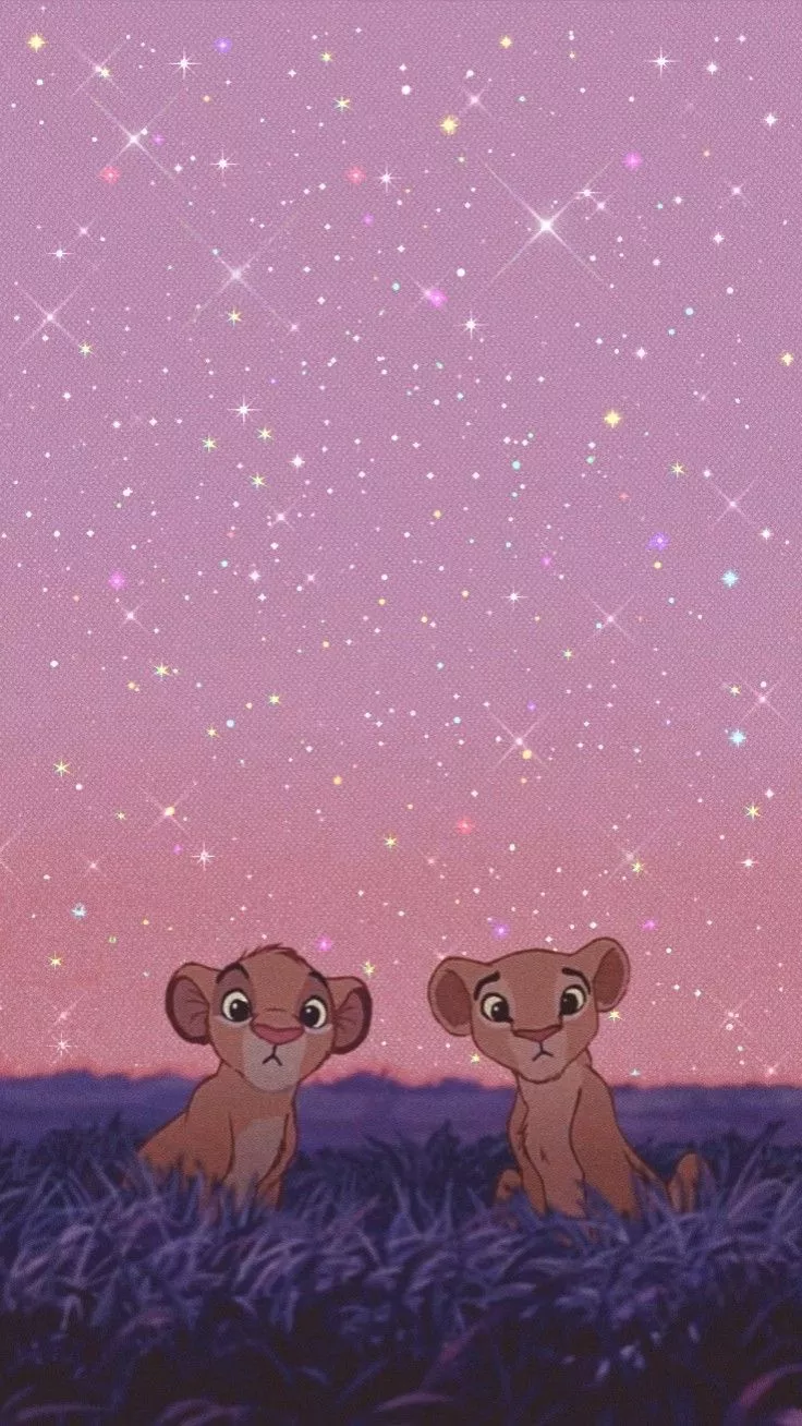Simba and Nala glitter wallpaper