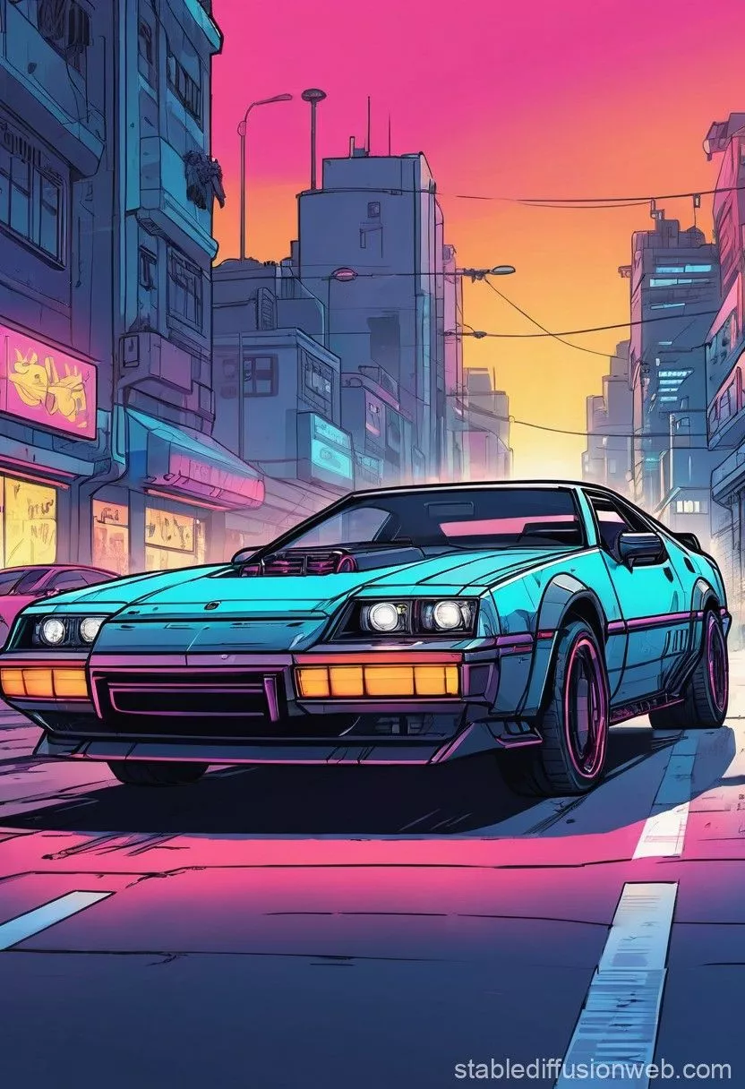 Cyberpunk Car with Minimalist