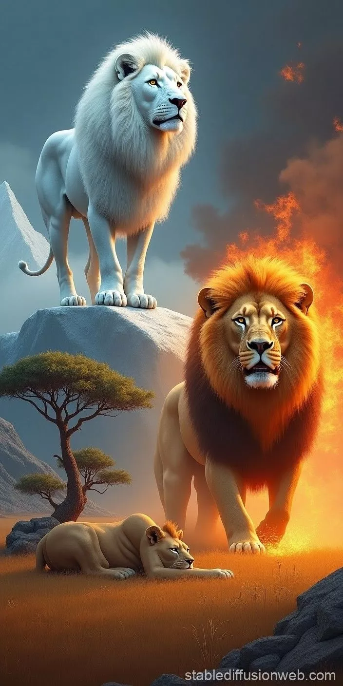 Powerful Lions in Captivating Natural