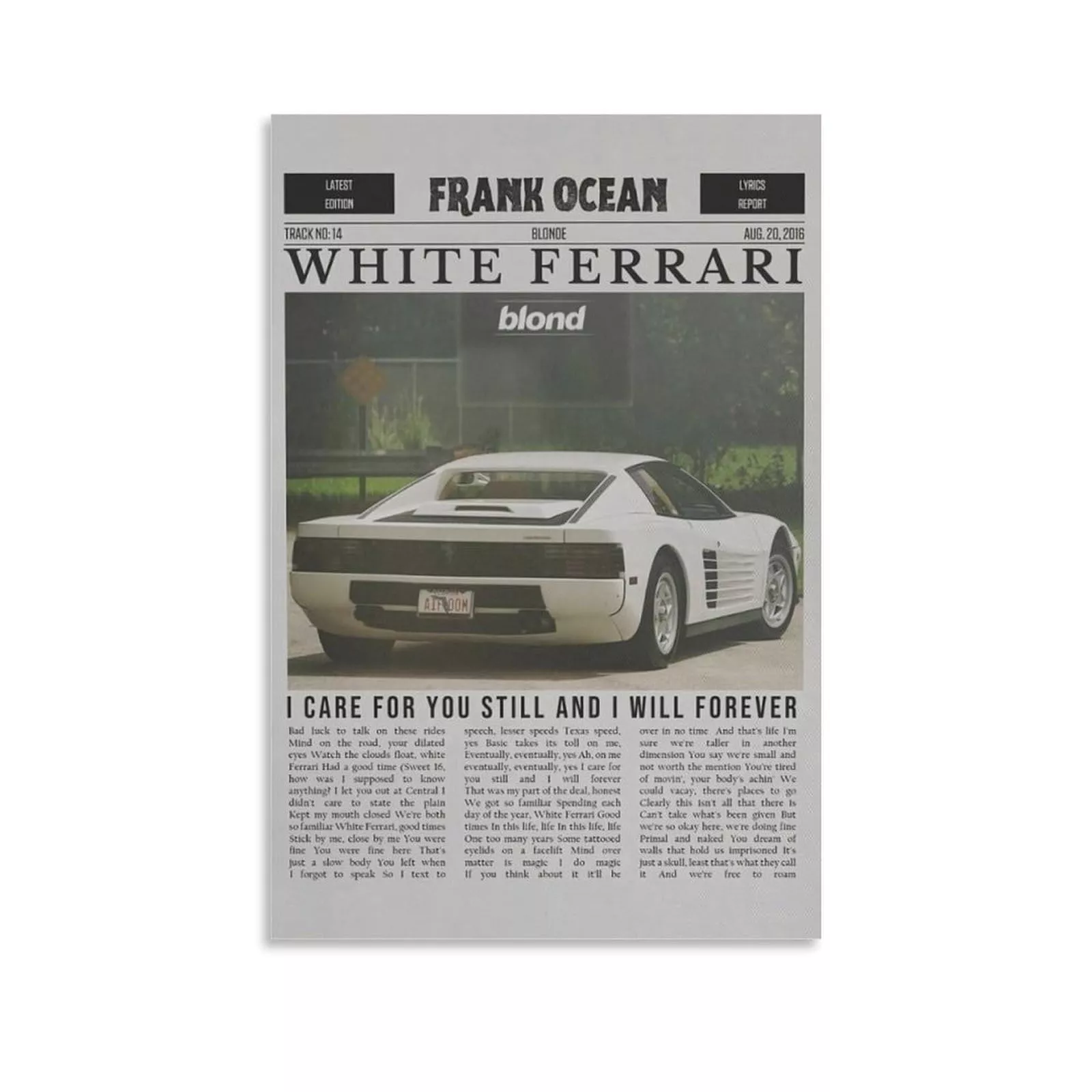 VTYRTOWN Frank Ocean White Ferrari