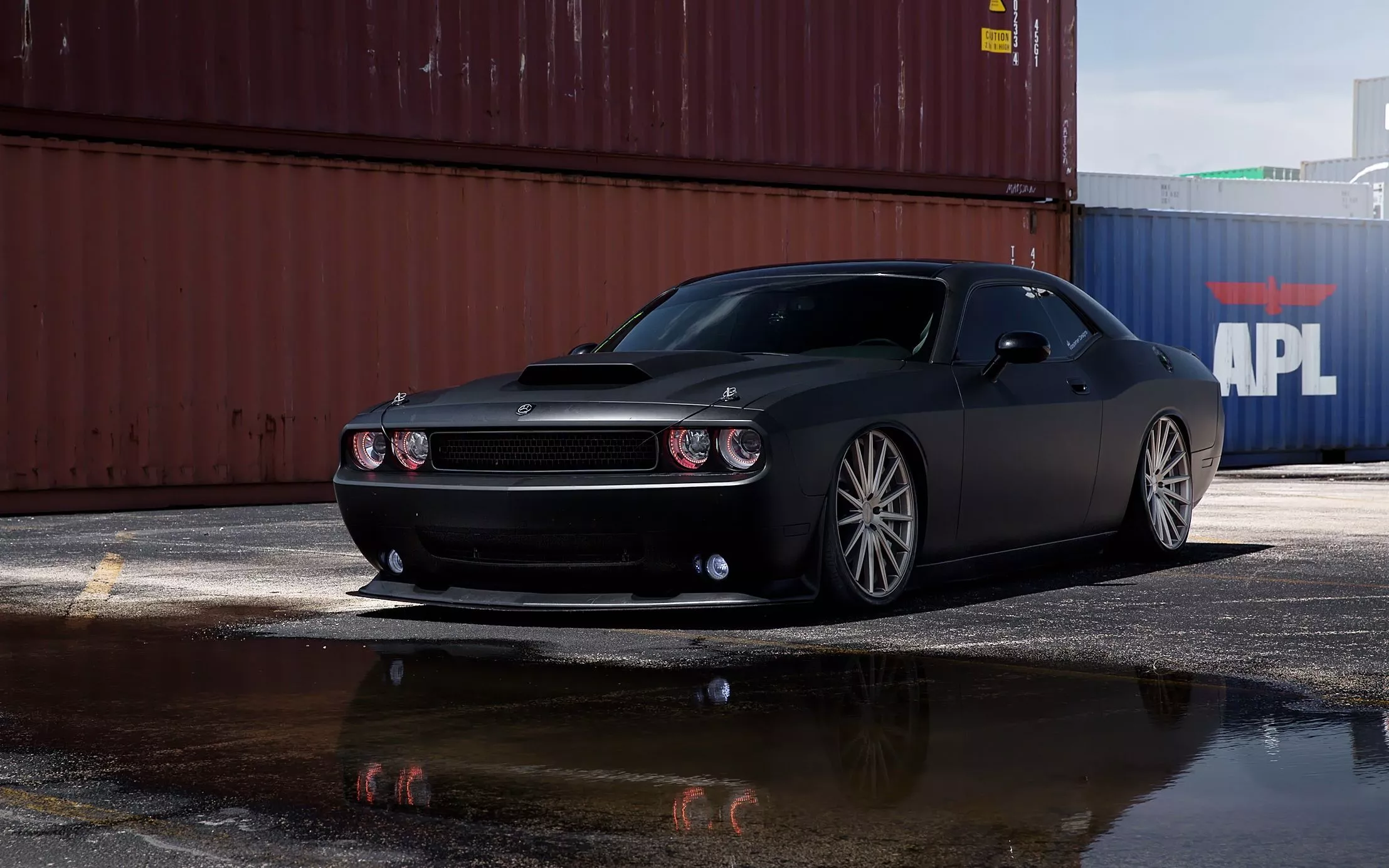 Wallpaper car, black, Matt, dodge