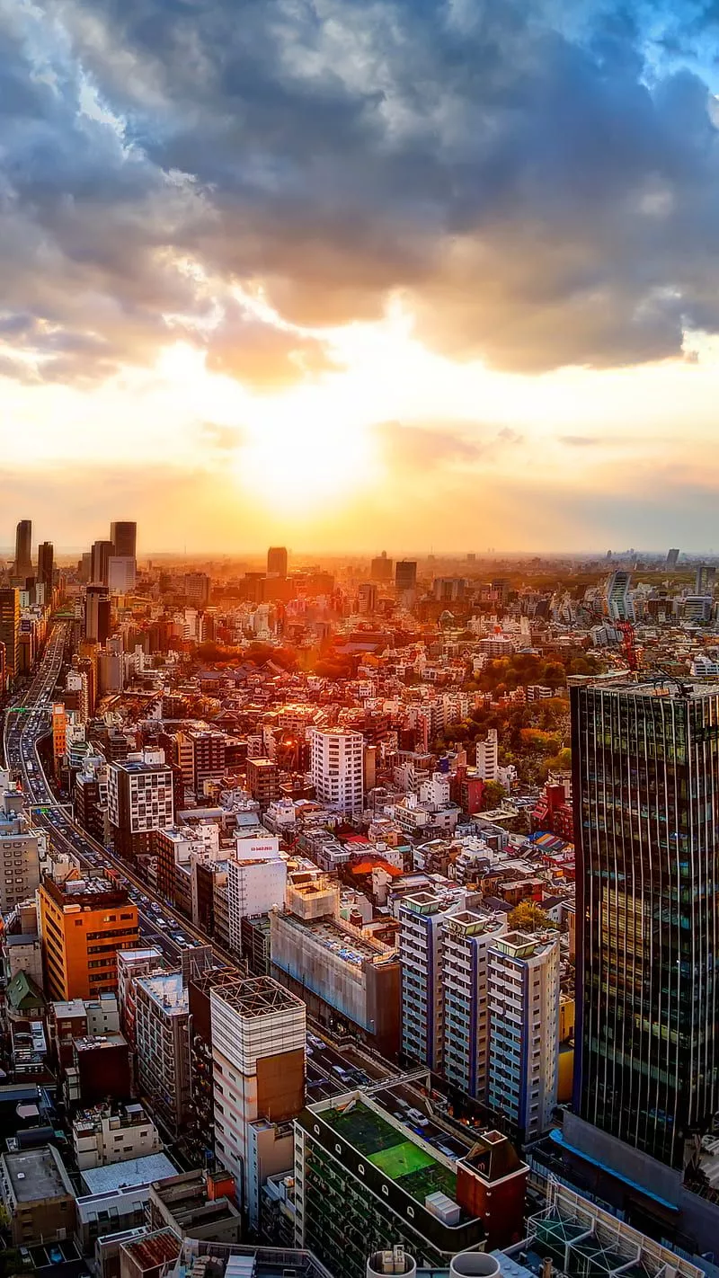 Tokyo, sky, skyscraper, cloud, sunset