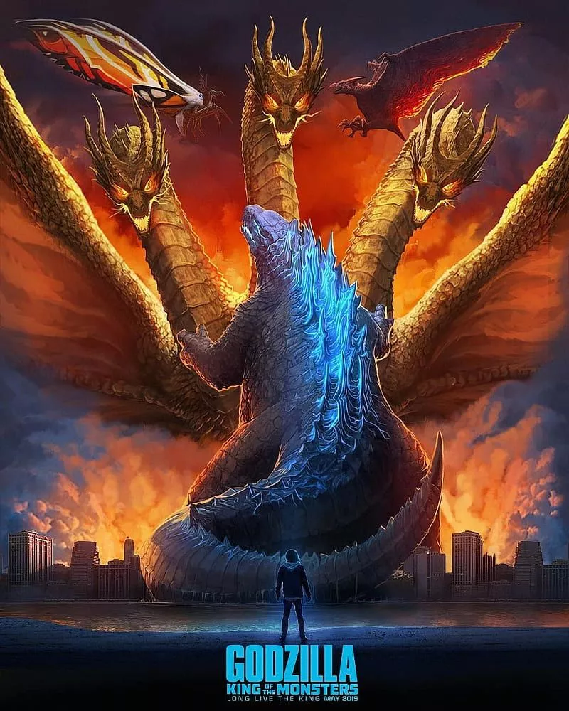 Godzilla, city, ghidorah, girl, king