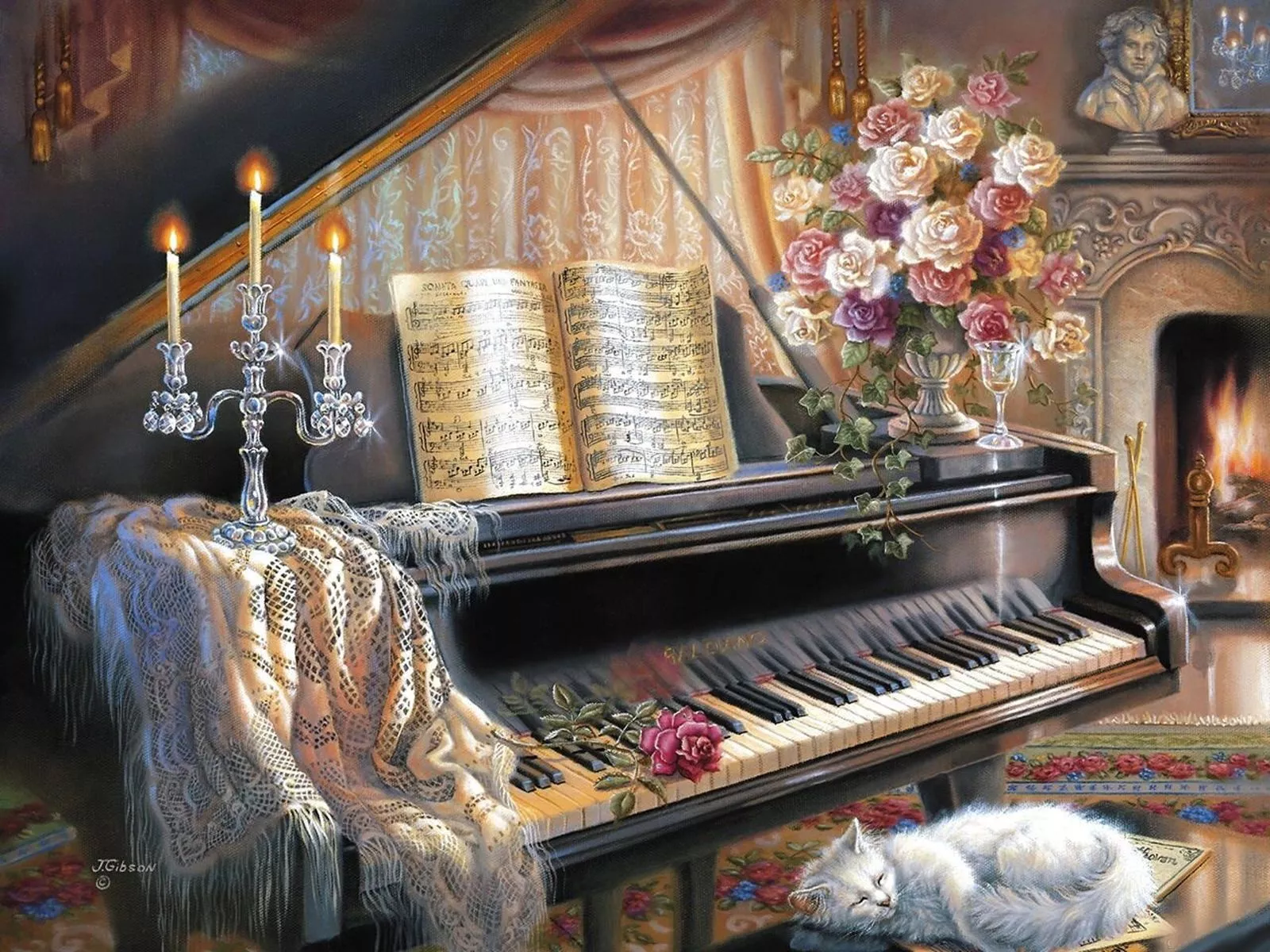 HD desktop wallpaper: Piano, Flower
