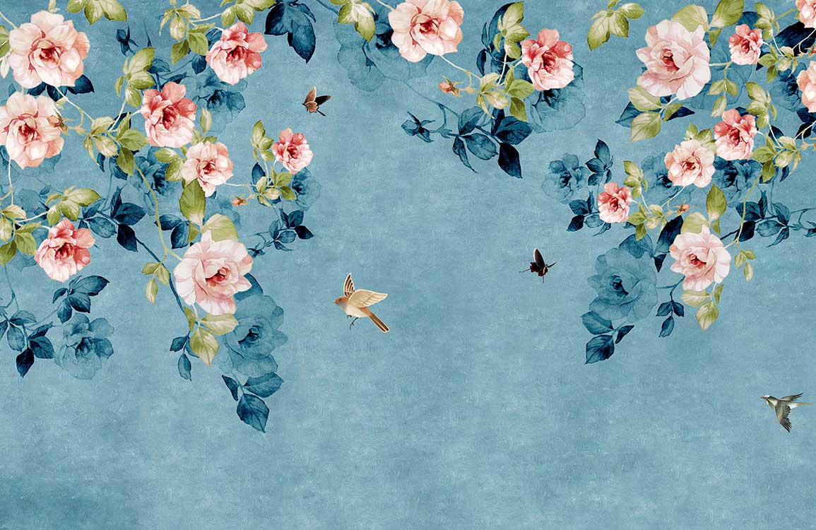 Pink China Rose Vintage Wall Murals