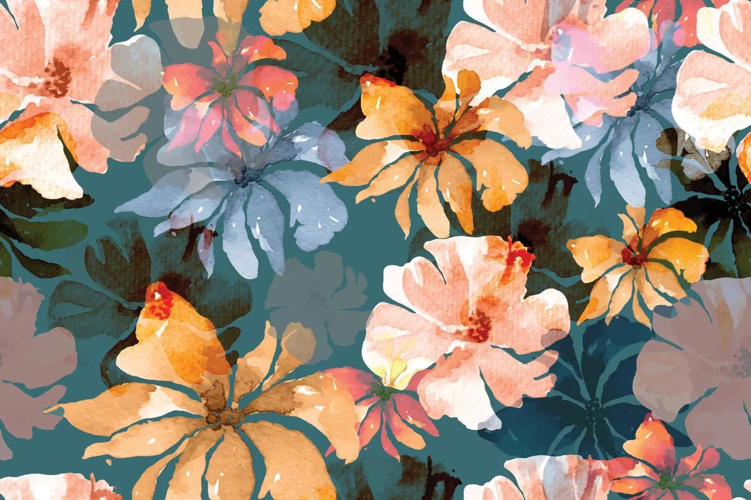 vintage style.Blooming flower painting