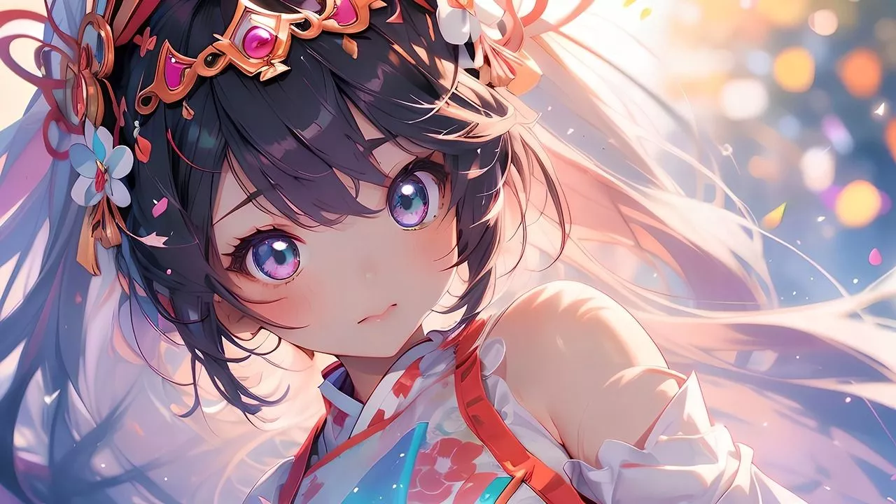 Miko Anime Girl for Desktop Wallpaper