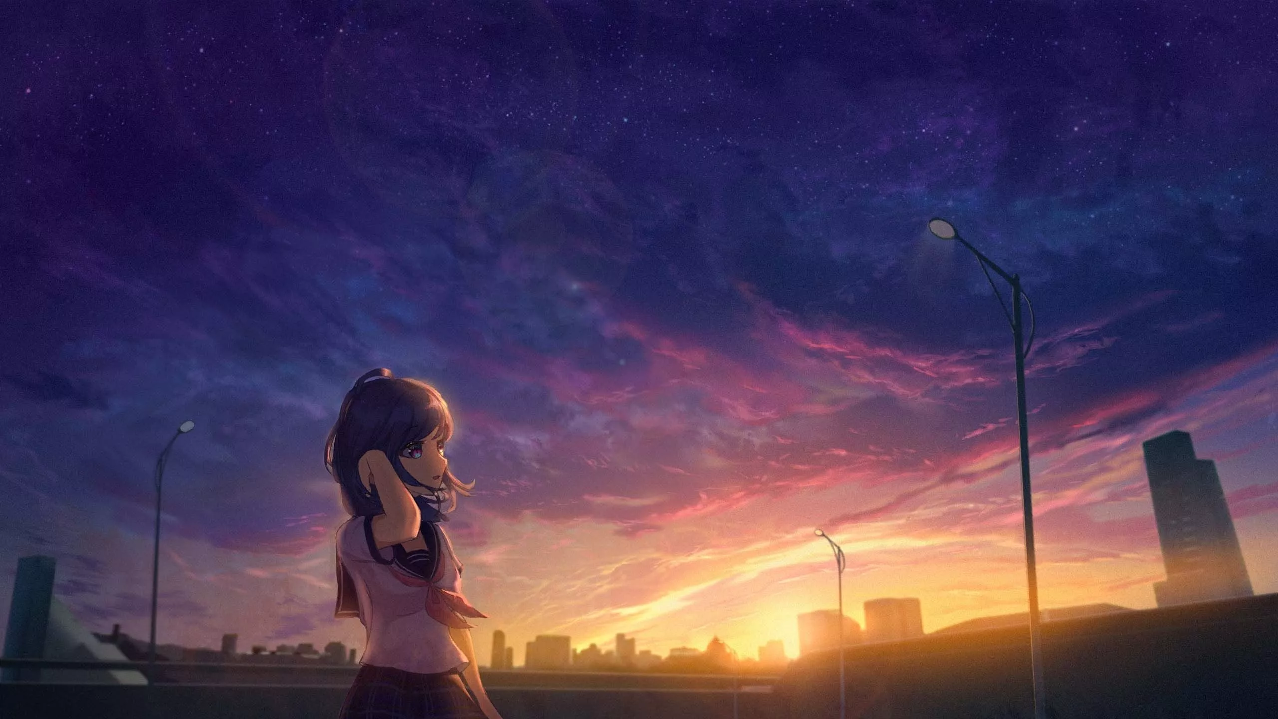 Anime Girl HD Sunrise 2022 Wallpaper