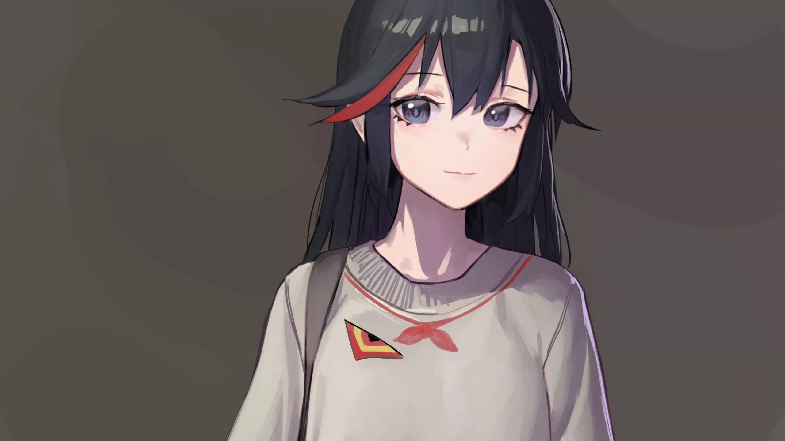 Long Black Hair Anime Girl White Dress