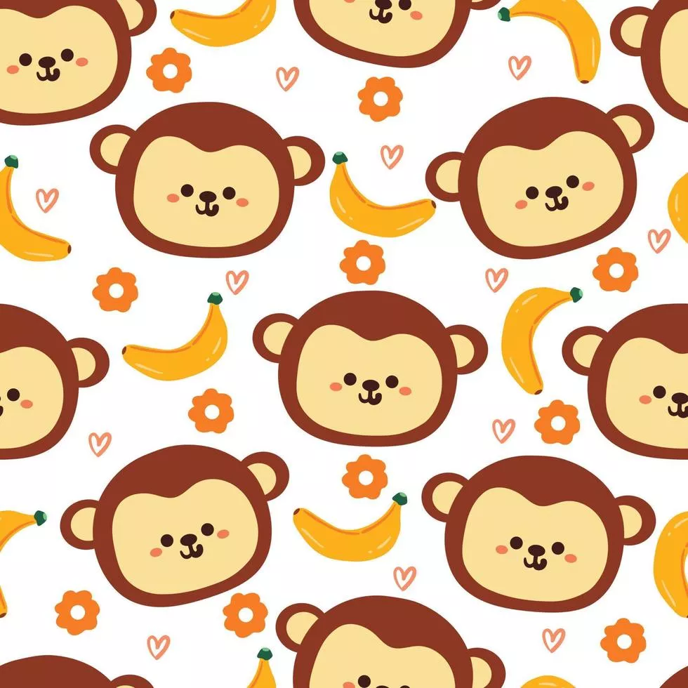 seamless pattern cartoon monkey, banana