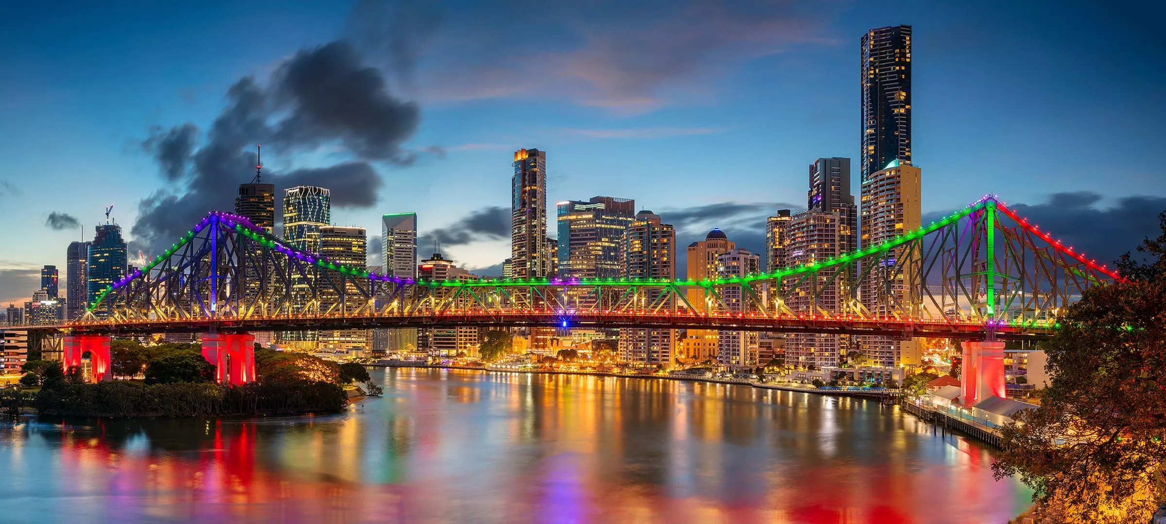 Wallpaper bridge, river, building, home