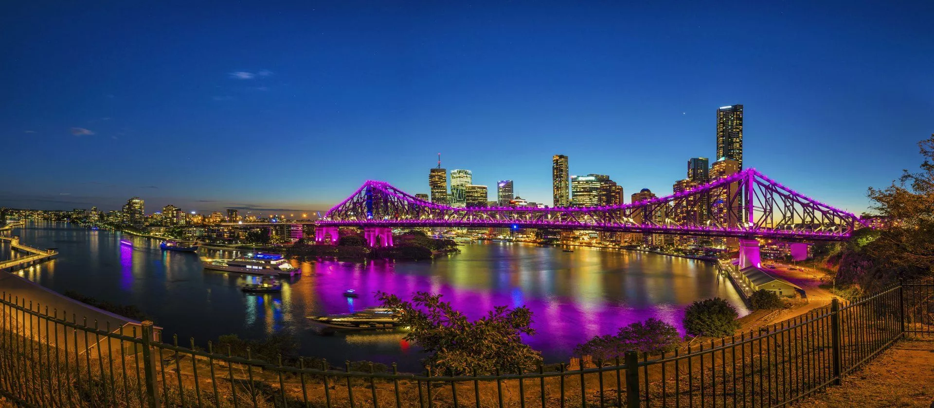 Boat Cityscape Night Light Bridge