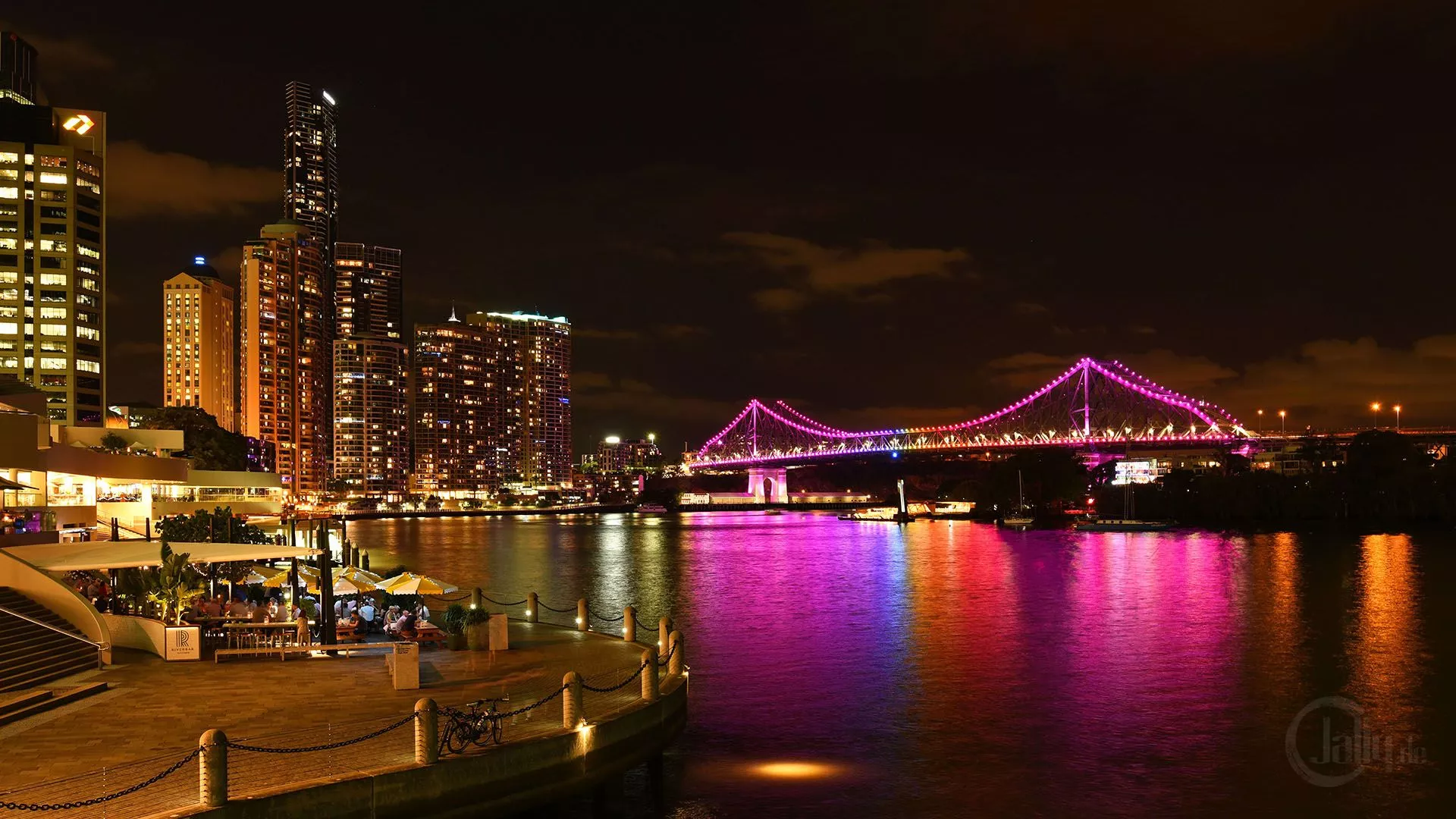 Brisbane Story Bridge with colorful