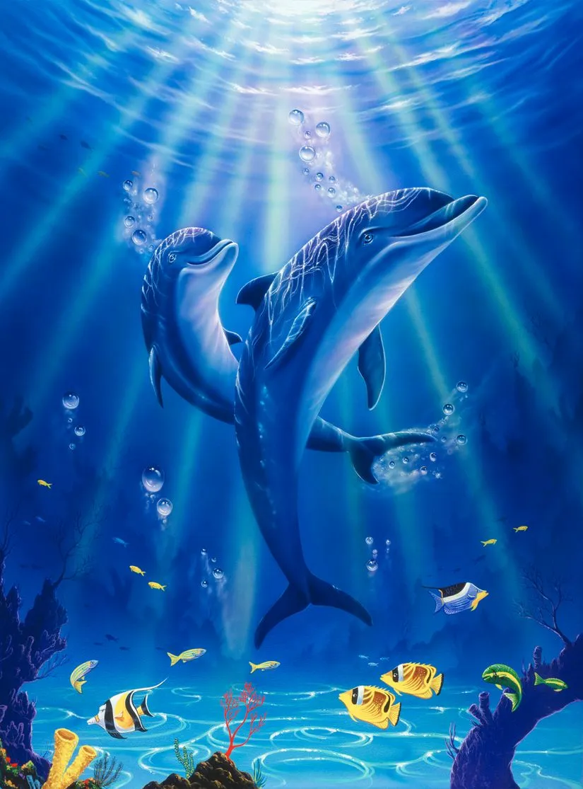 Sunlit Dolphins Mural Wilkie