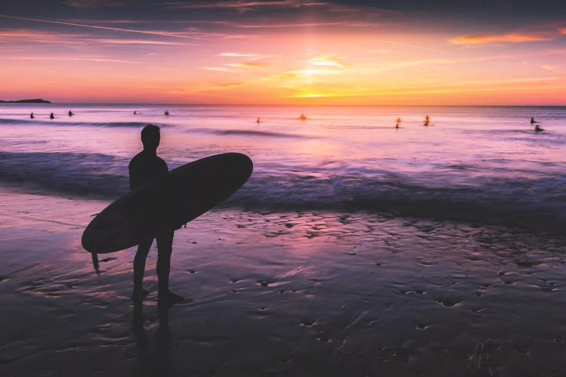 Surfer At Sunset Royalty Free