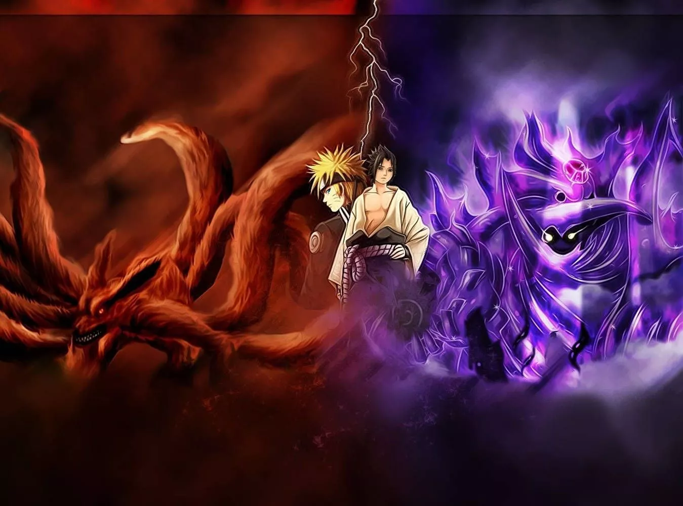 Sasuke And Anime Naruto Nine Tailed