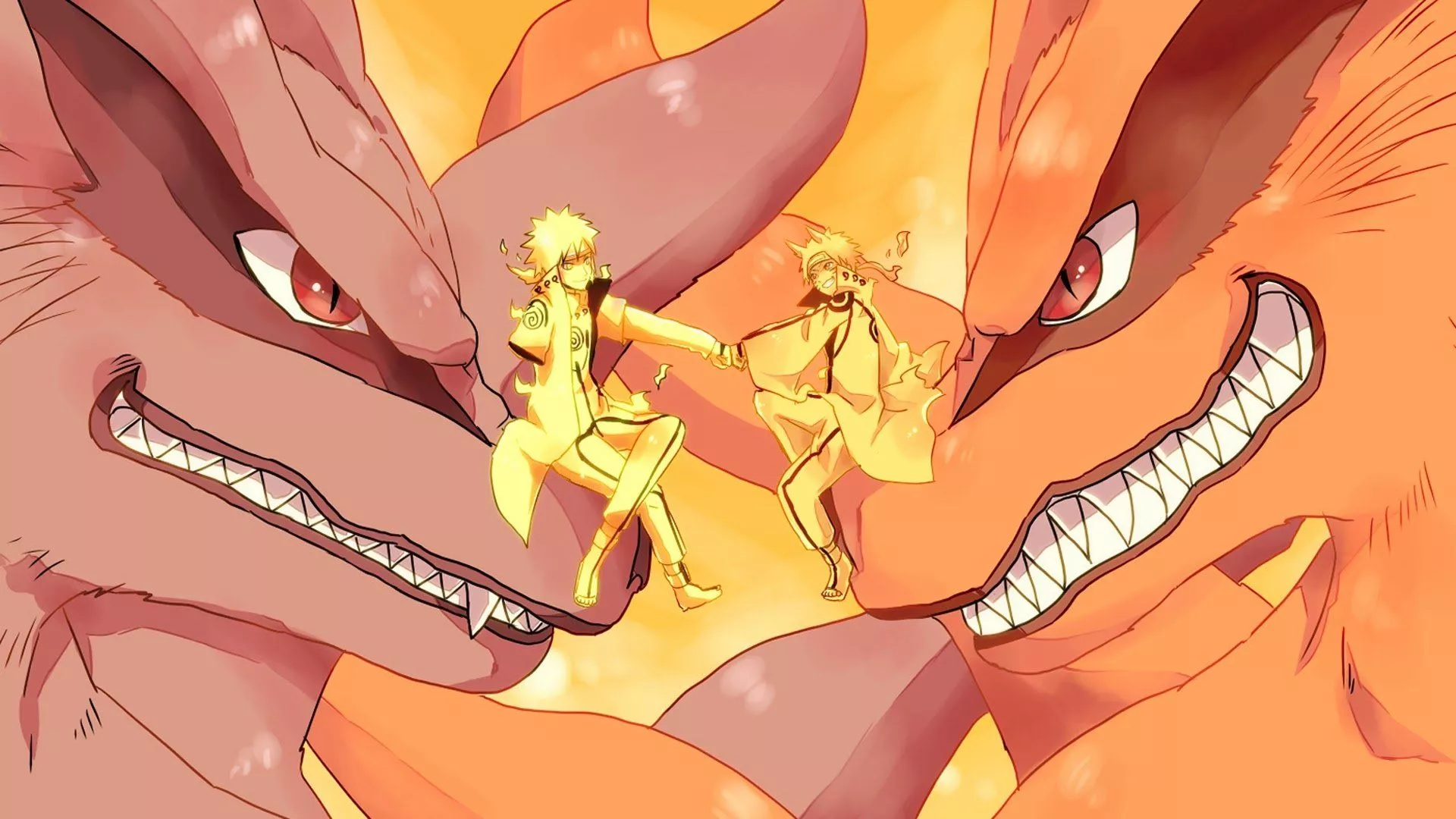 Kurama, Minato & Naruto HD Wallpaper