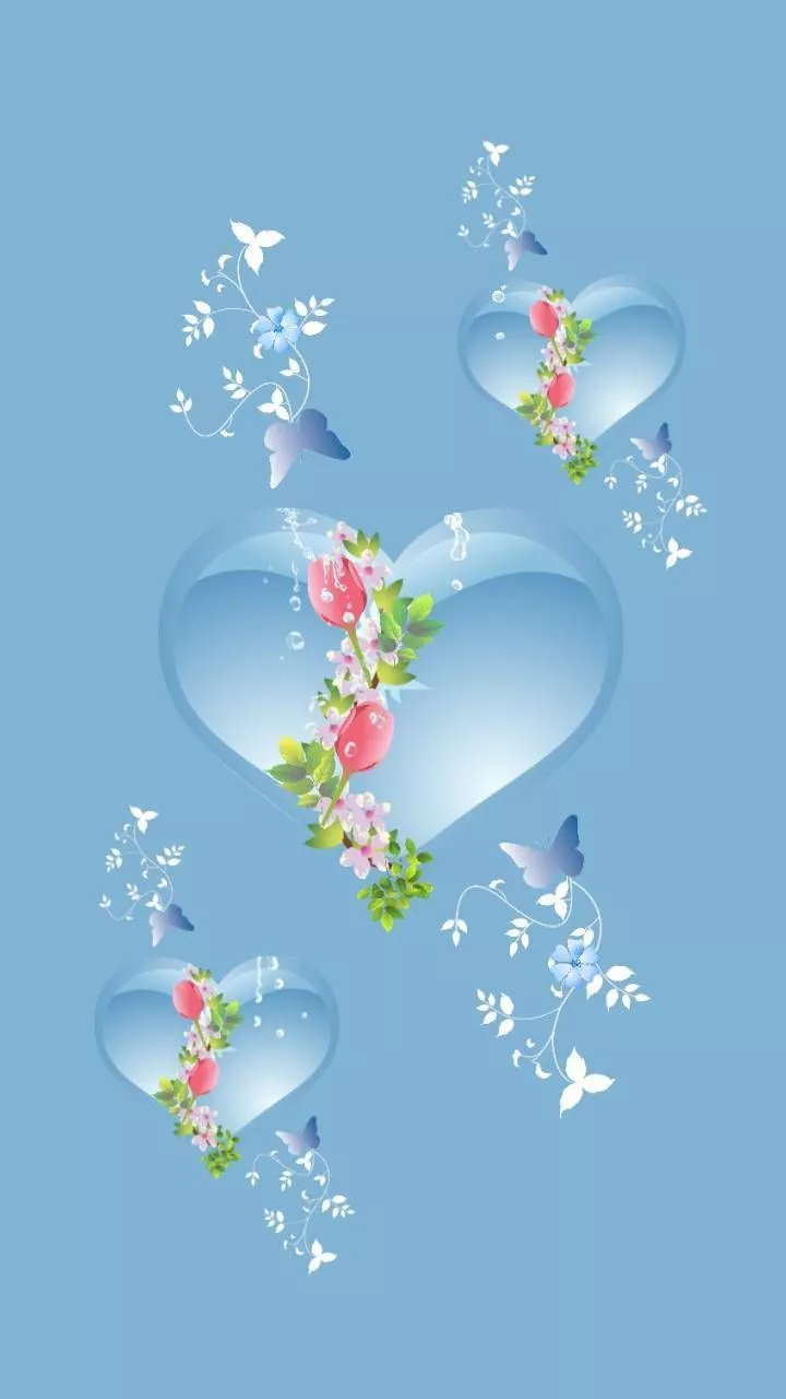 Blue hearts light wallpaper