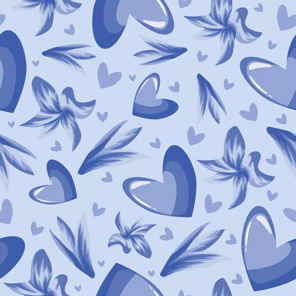Blue Heart Pattern Vector Art, Icon