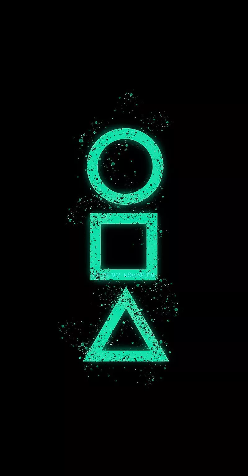 Squid Game Symbol 2, Neon, Black, Squid