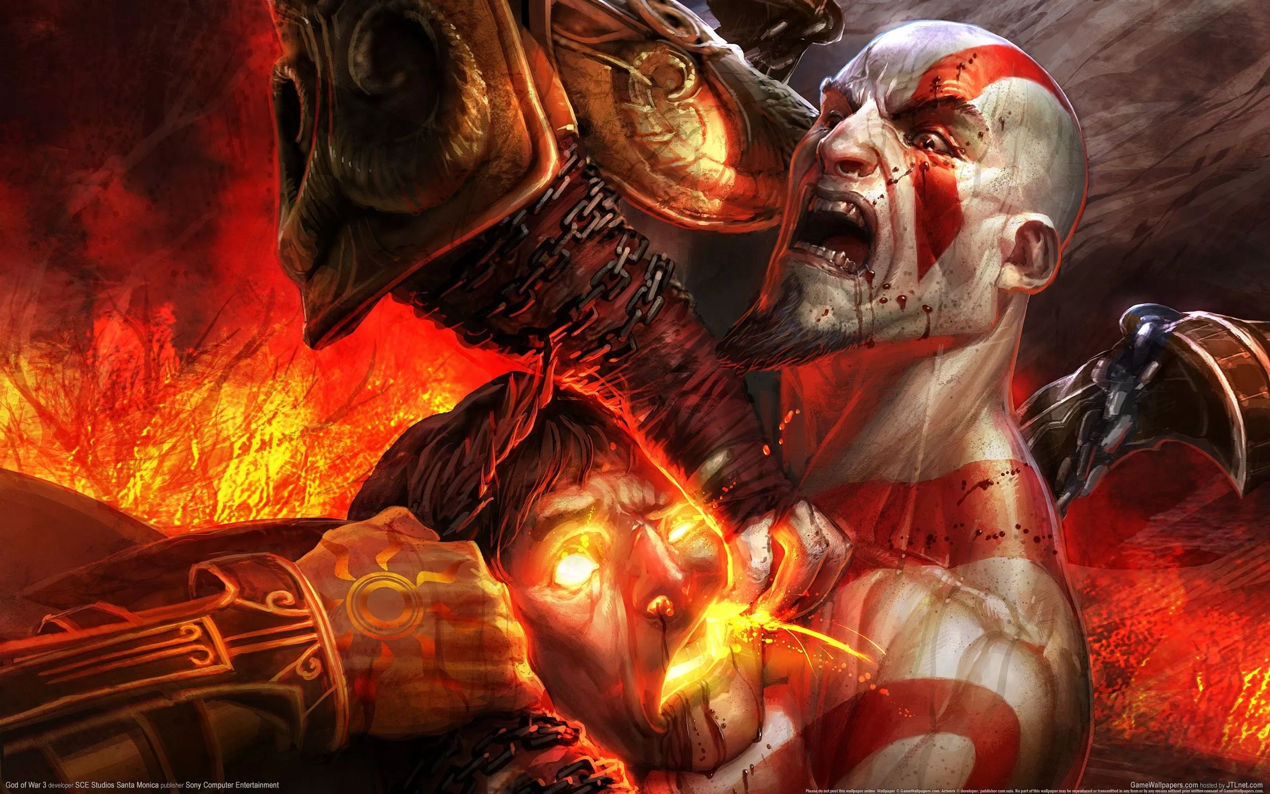 Wallpaper demon, red, blood, kratos, god of war 3, Game wallpaper for mobile and desktop, section игры, resolution 2560x1600