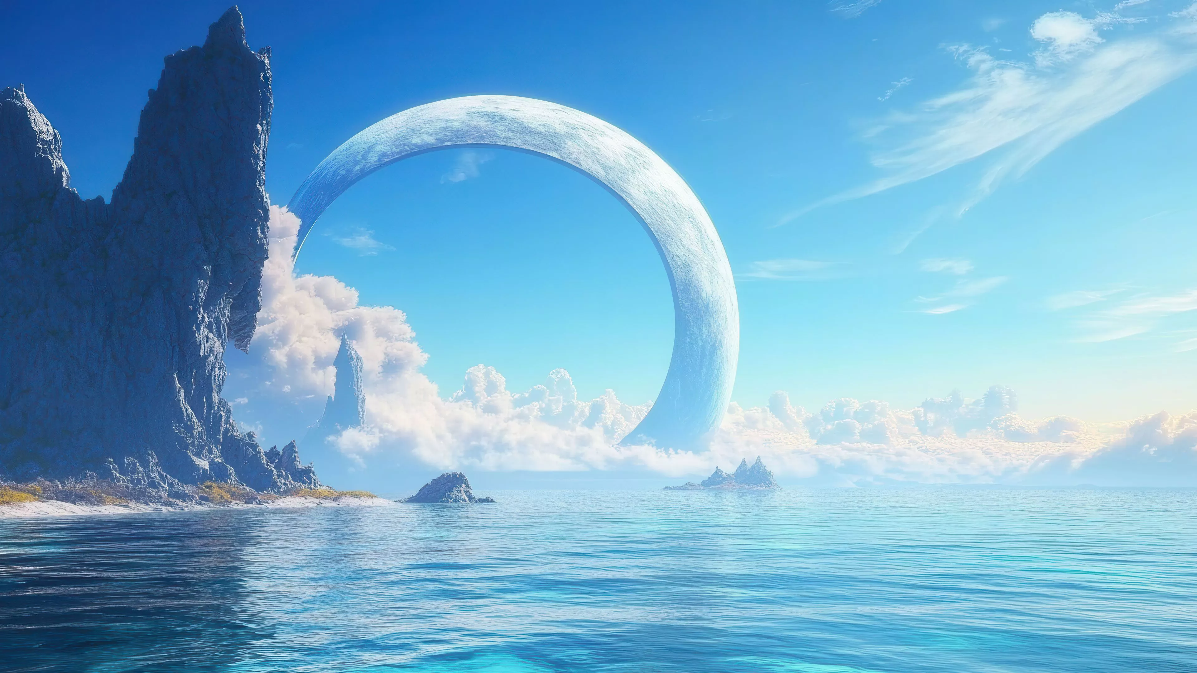 Ethereal Sky Halo 4K Wallpaper