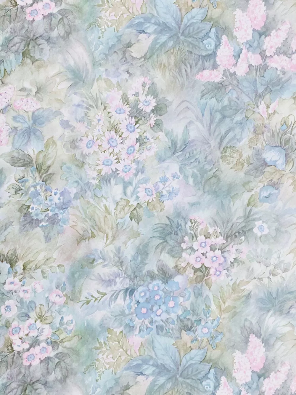 Blue and Pink Floral Wallpaper