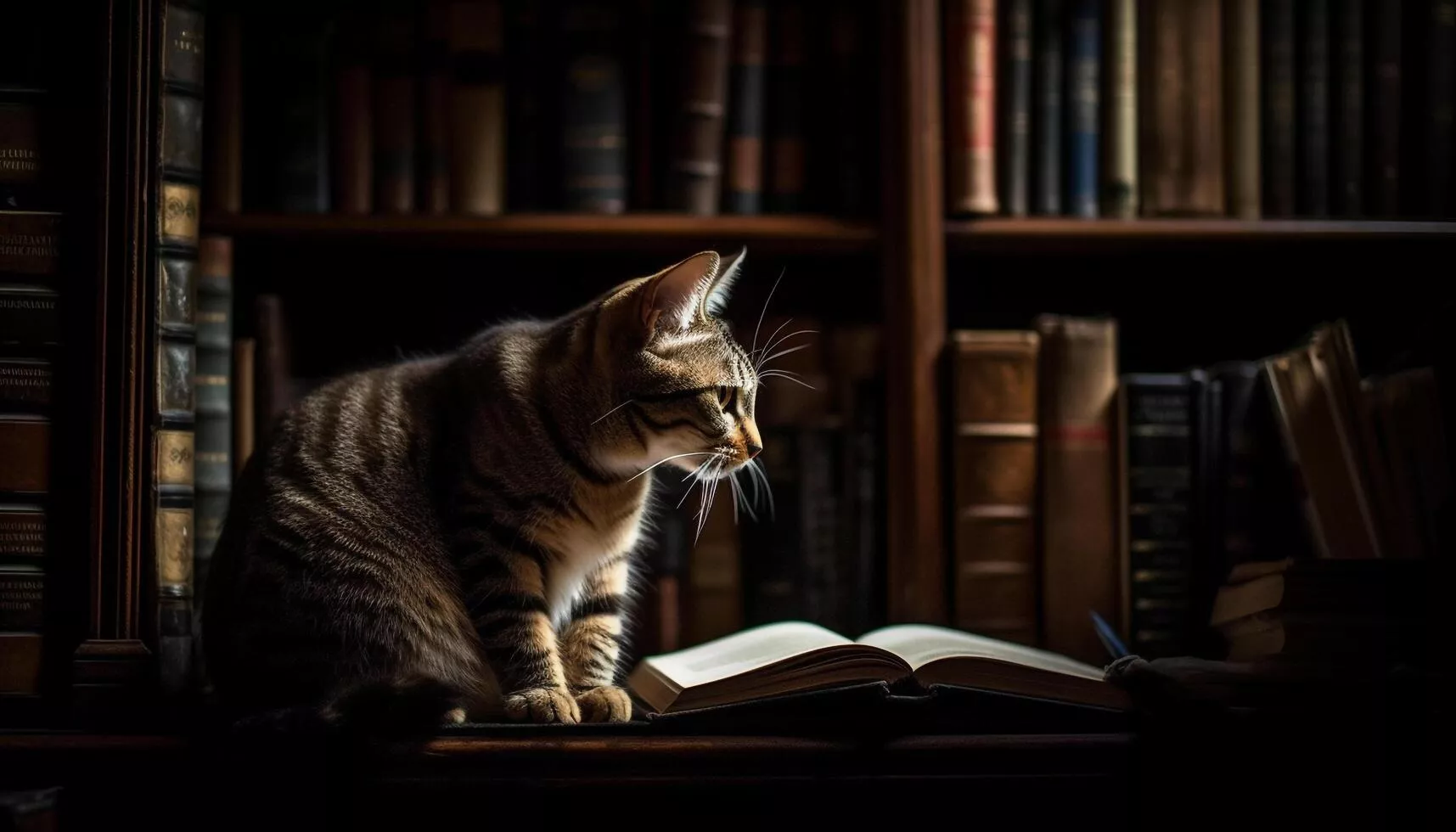 Cat Reading Book Image