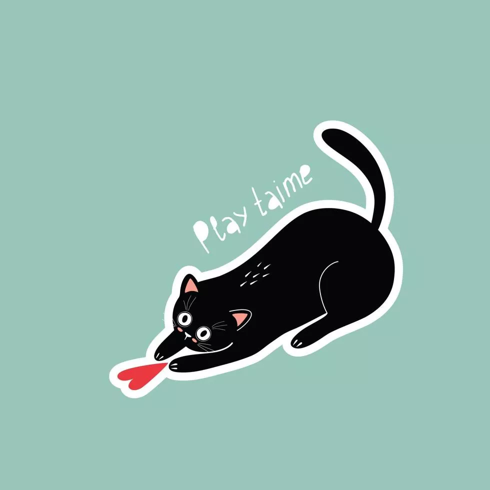 illustration sticker with black cat