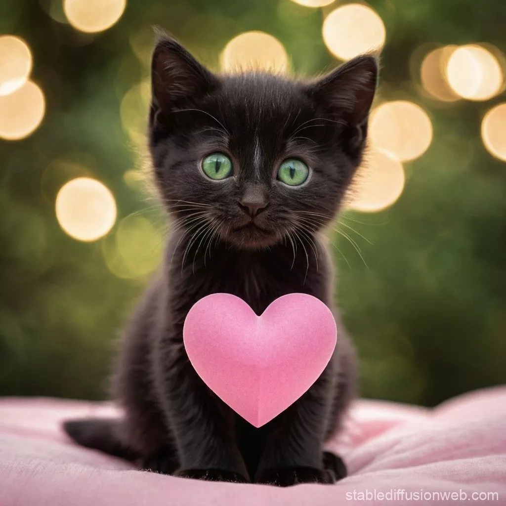 kitten with heart mouth Prompts
