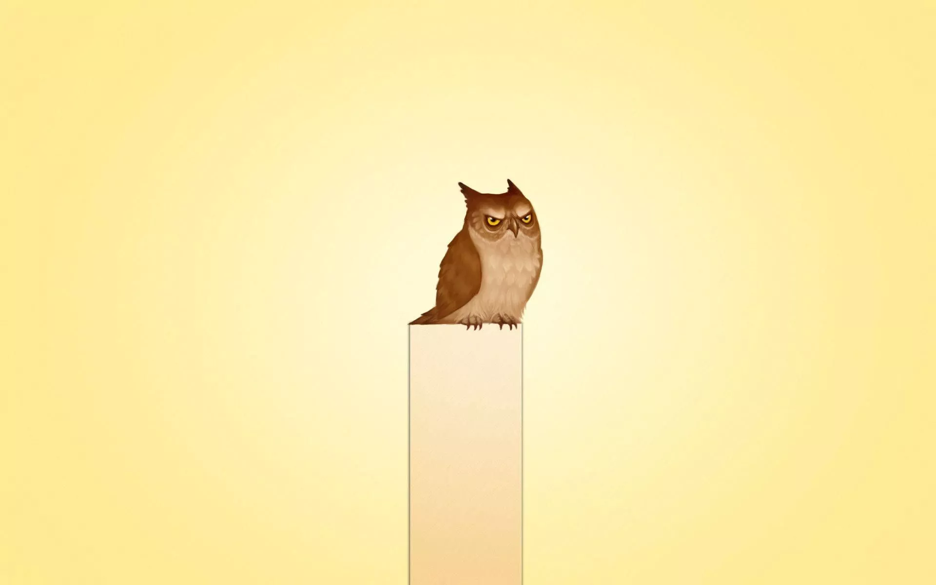 Yellow Minimalist Angry Owl Wallpaper