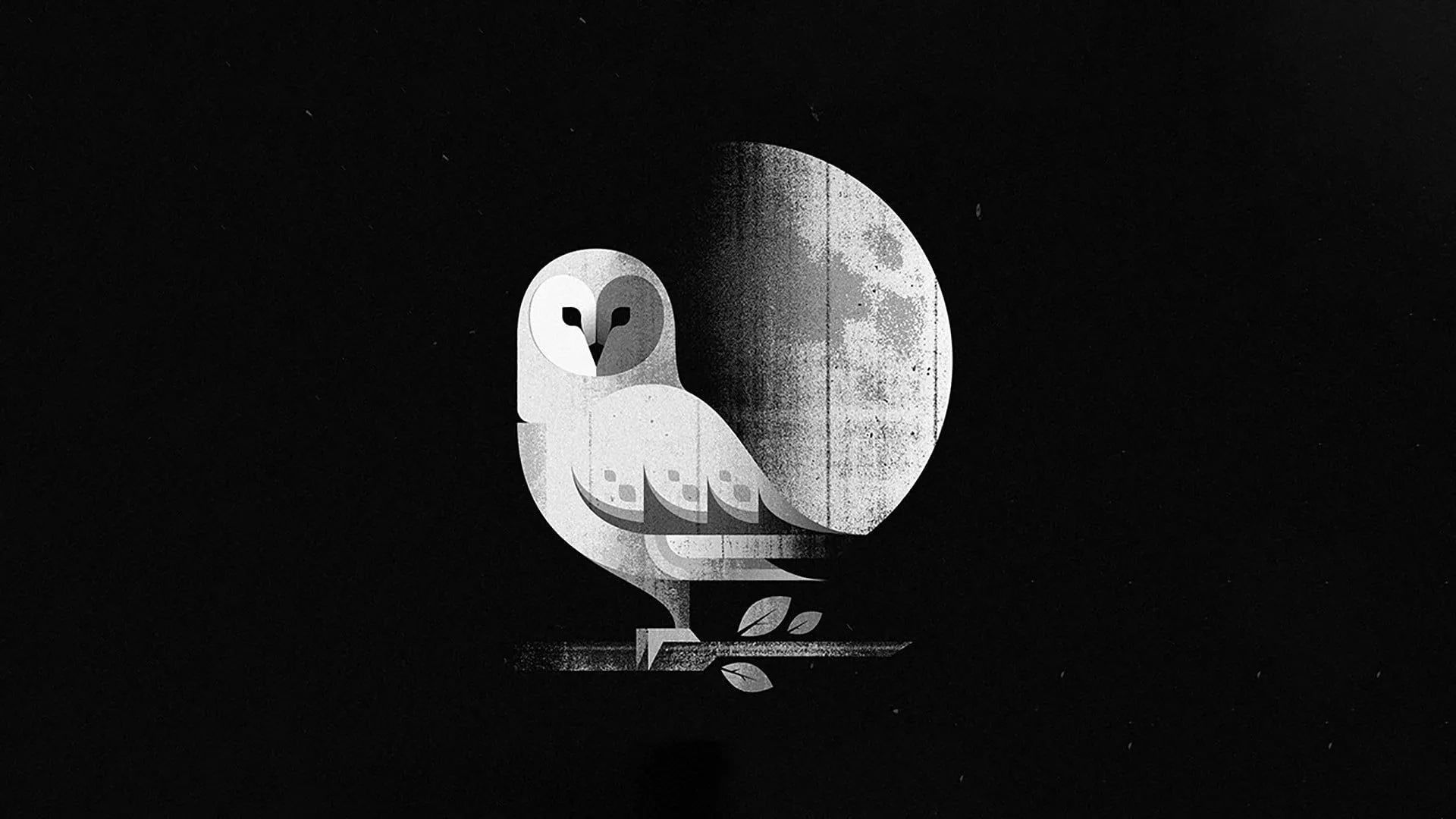 HD wallpaper: owl and moon illustration