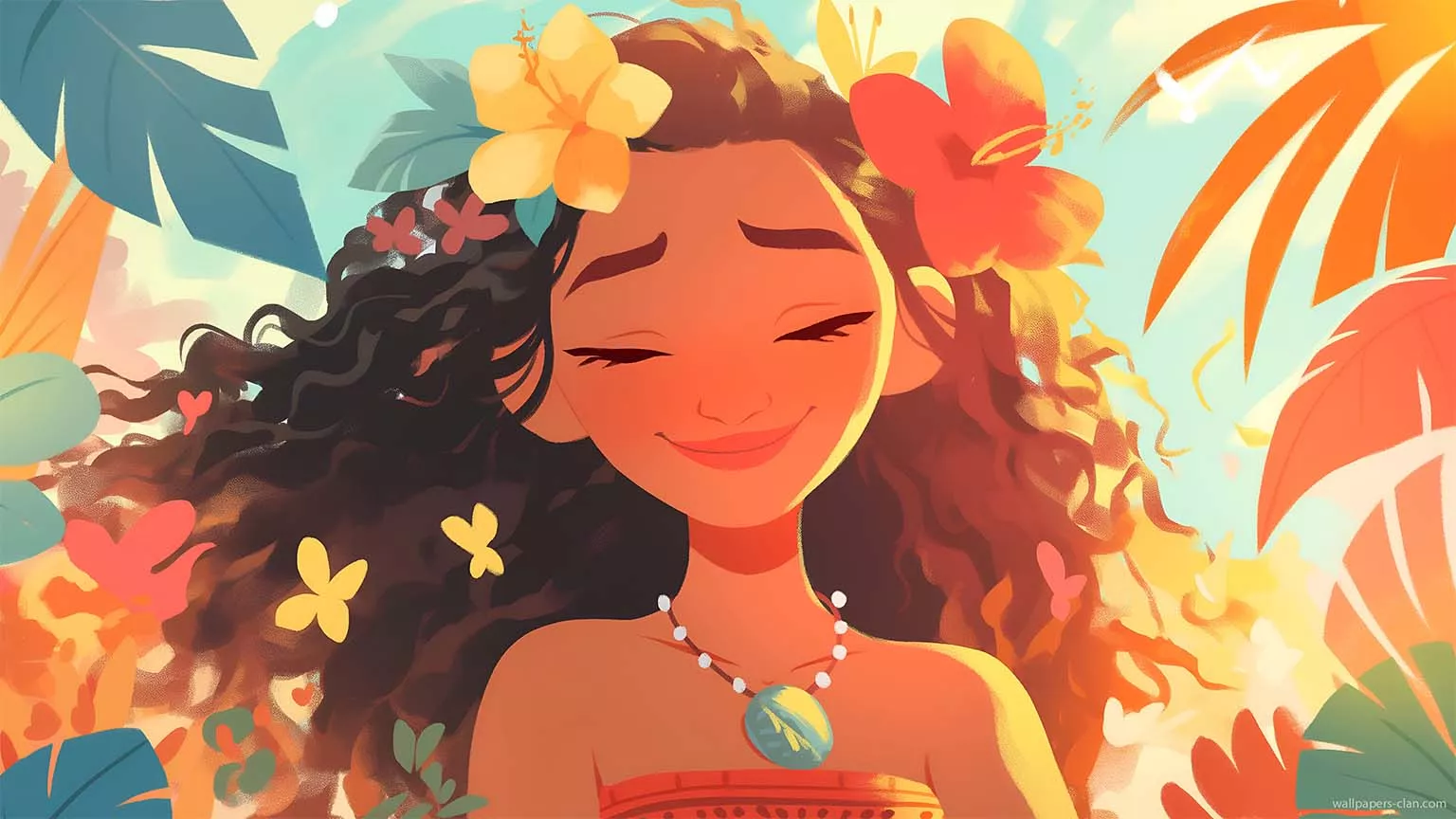 Moana Colorful Floral Aura Desktop