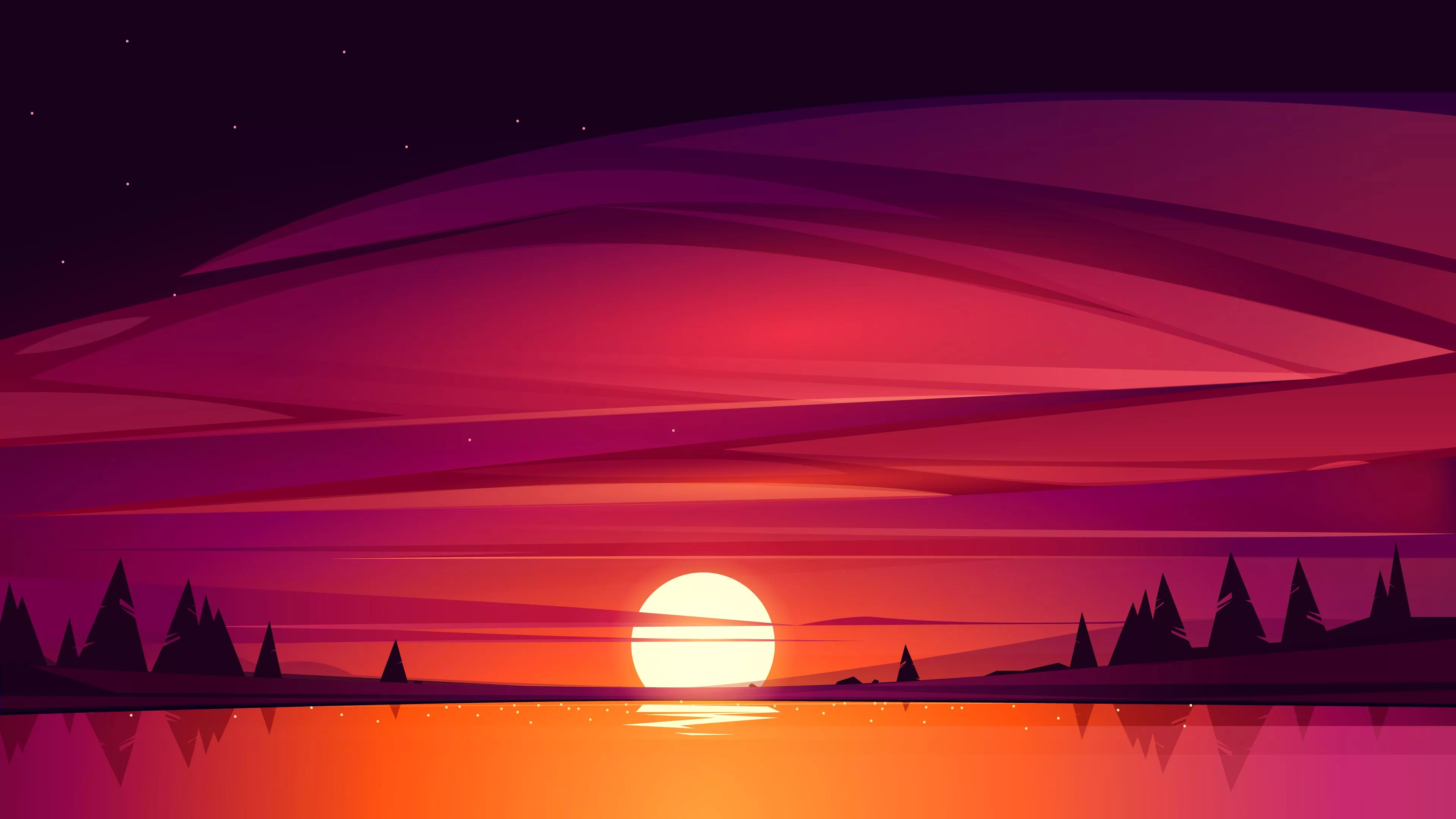 Artistic Sunset 4k Lake Side Wallpaper
