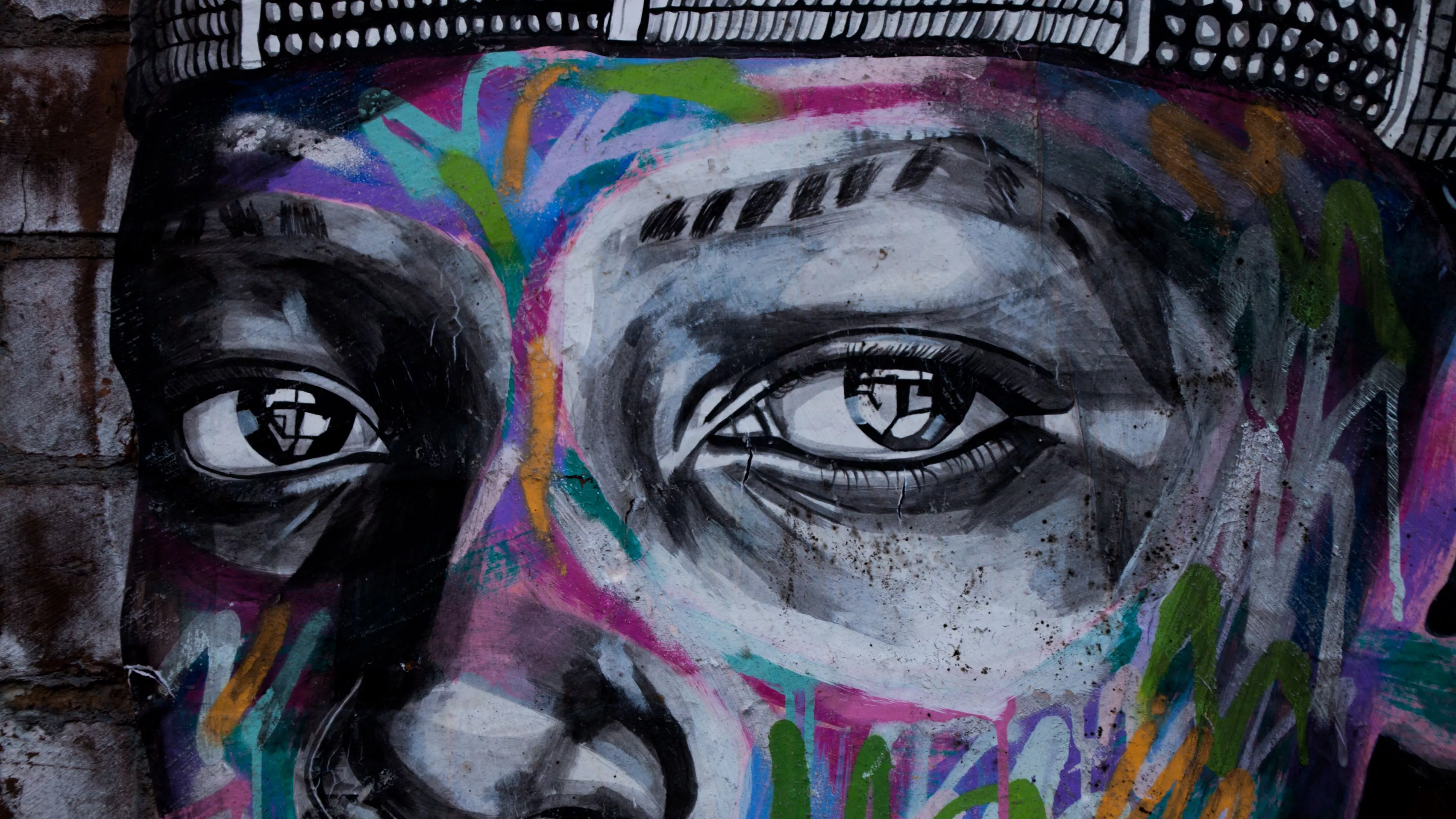 wallpaper 3840x2160 graffiti, eyes, art