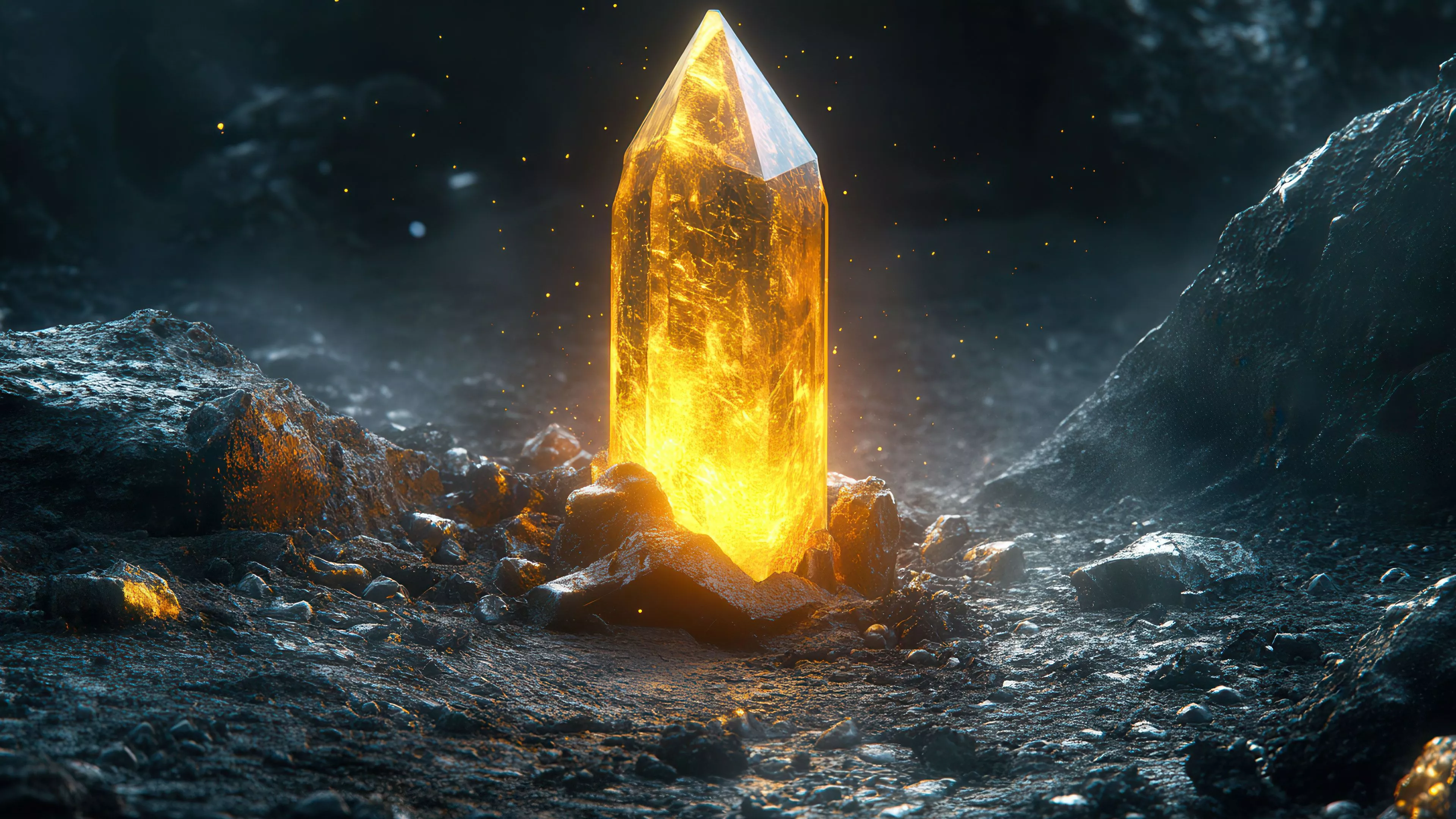 Mystical Glowing Crystal 4K Wallpaper