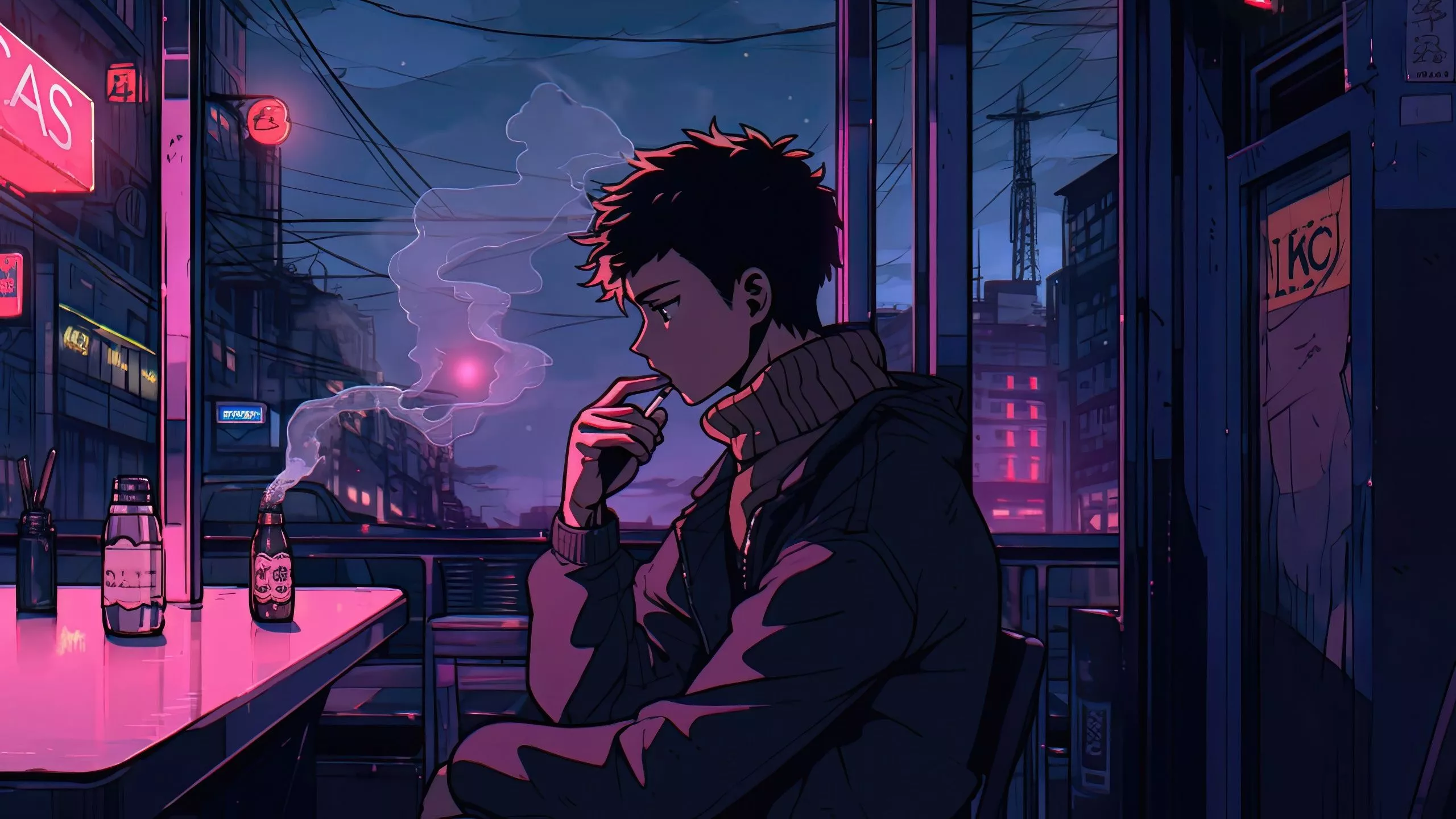 Lofi boy Wallpaper 4K, 5K, Retro style